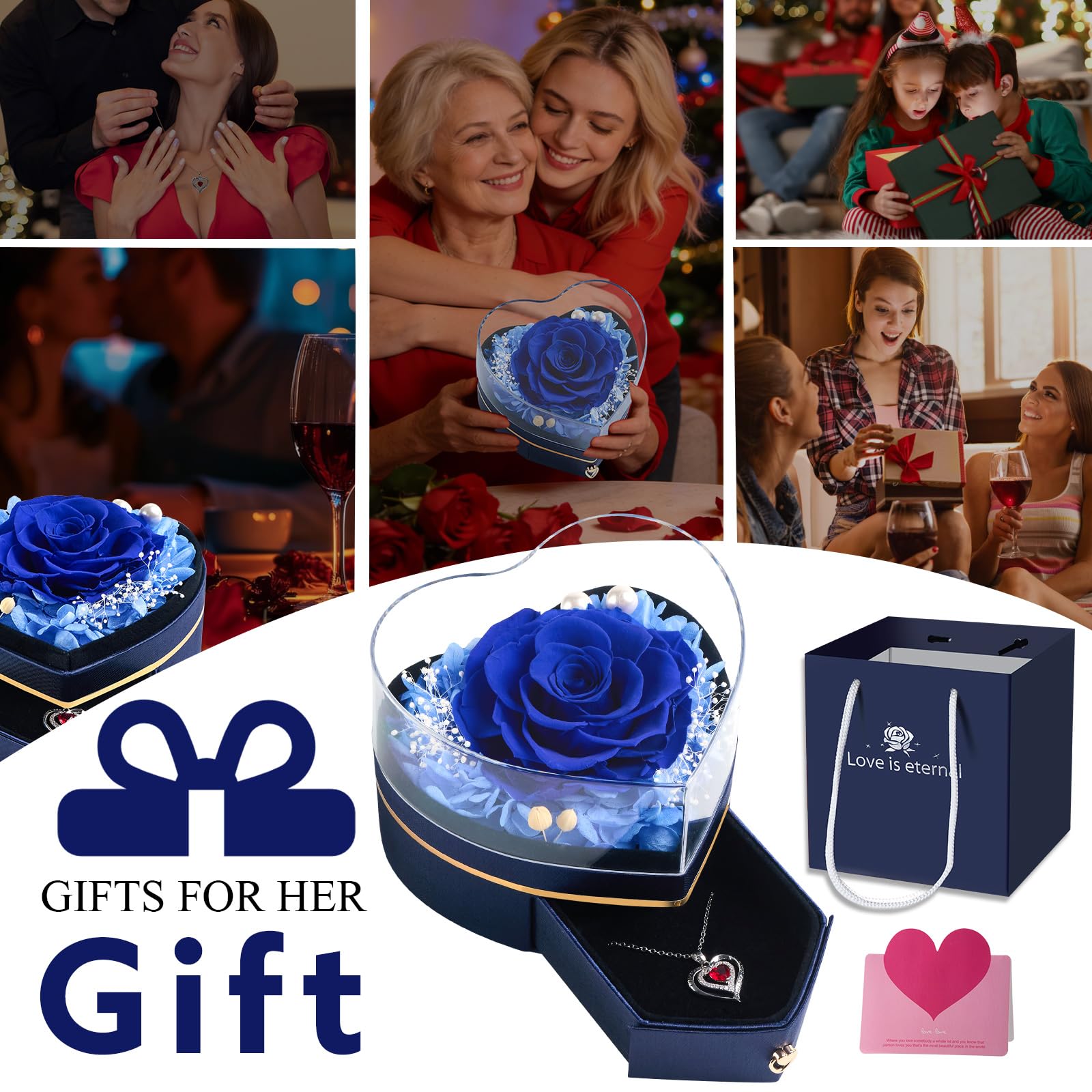 Rosa Eterna Regalo Mamma | Festa della Mamma, Compleanno Amica Nonna Fidanzata Moglie | Sorpresa per Lei | Fiore Eterno Decorativo | Ti Amo per Sempre,Regalo Natale San Valentino Anniversario