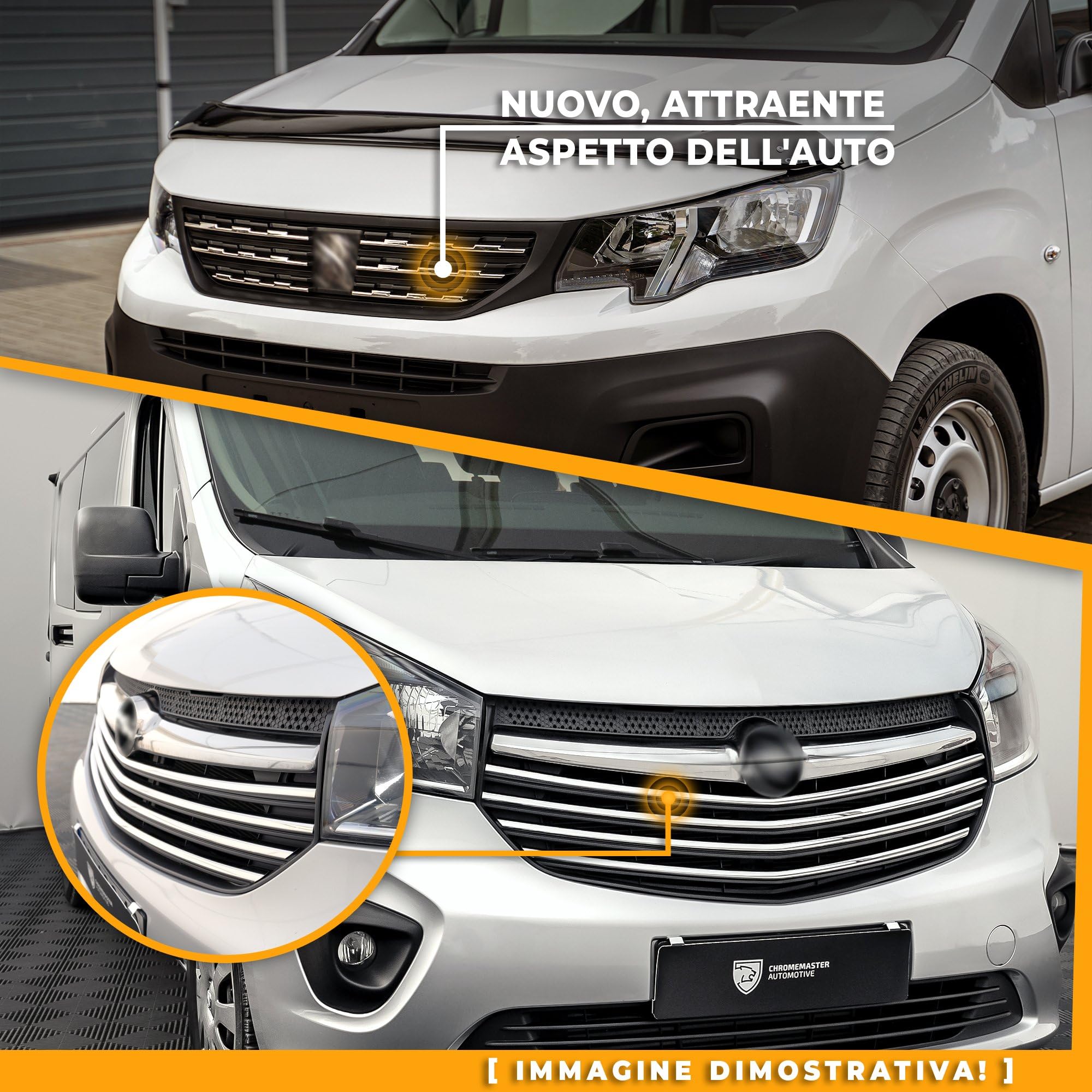 CHROMEMASTER | Compatibile con Mercedes Vito W447 2014-2019 | Profili per Griglia Anteriore; Modanature per Griglia del Radiatore; Acciaio inossidabile Lucidato | Nuovo, Attraente Aspetto dell'Auto