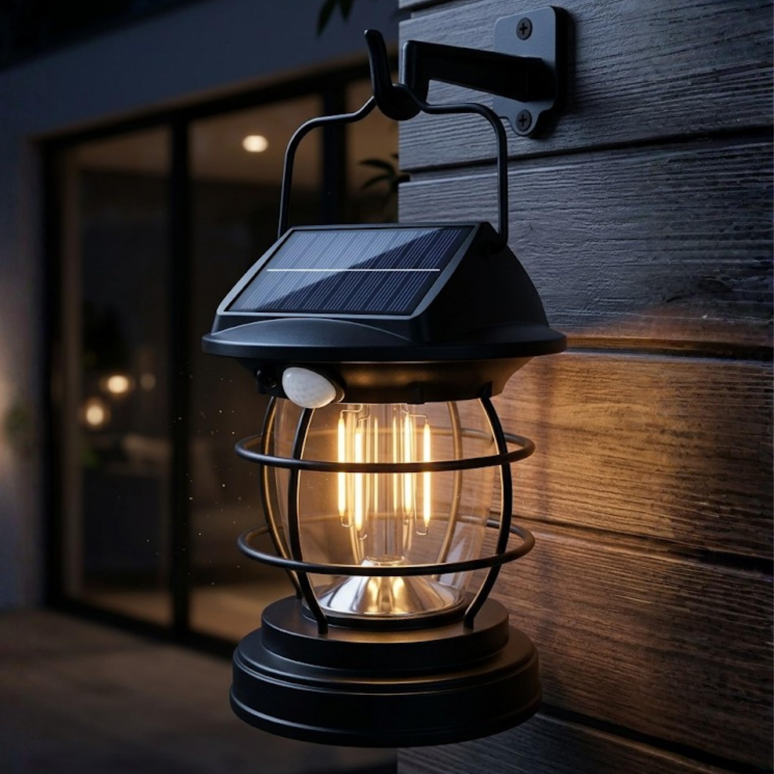 Solar Garden Hanging Light with Motion Sensor, USB Rechargeable Outdoor Waterproof LED Wall Lamp for Garden, Balcony, Patio & Entrance (Round)-image-20