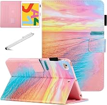FANCITY Case for iPad Mini 5, Mini 4 Mini 3 2 Cover with Smart Wake Sleep, Flip Folio Stand Case Soft PU Leather Protective Case with Card Slot for Apple iPad Mini 1 2 3 4 5 - Sunset Beach