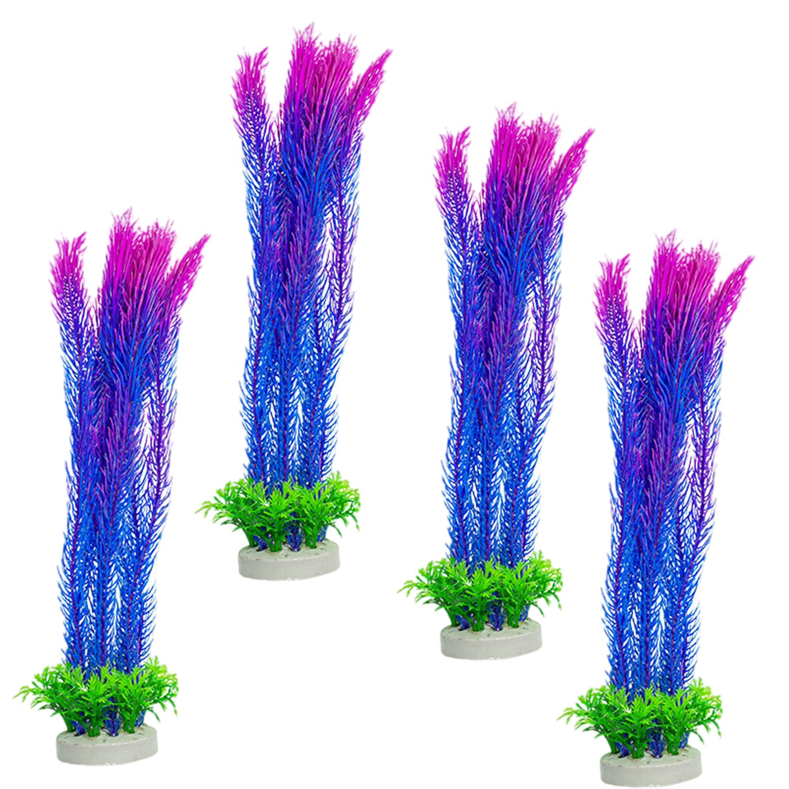 Hsioluted 4PCS Simulation Water Grass Aquariums Decoration Green Plant with Base for Fishtanks Environment Enhancing Safe Hideouts Fishtanks Green Plant