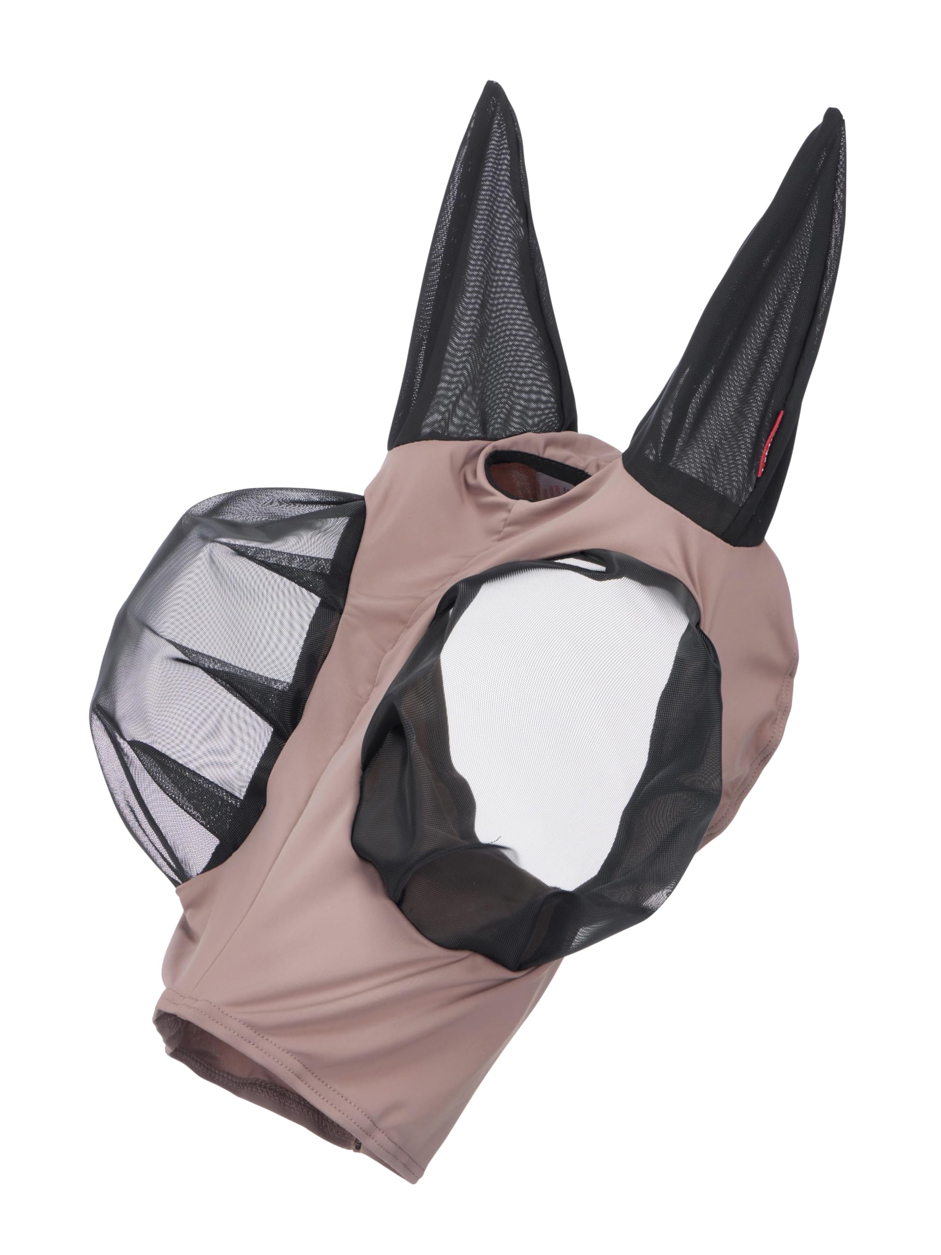 LeMieux Bug Relief Half Fly Mask - Pull On Design - Bug-Eye Eye Darts - Breathable Mesh Ears - Walnut - Small