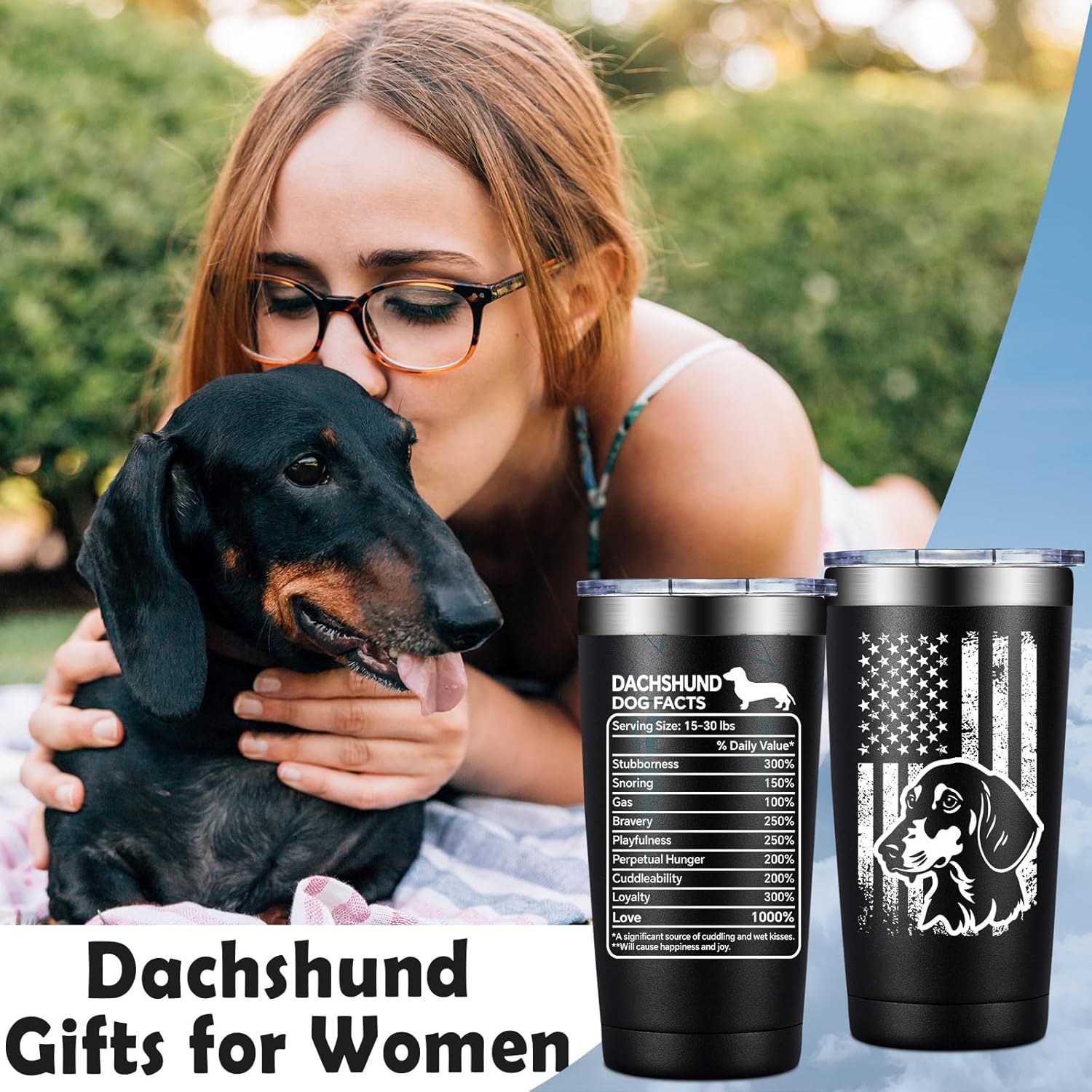 Dachshund Gifts for Women, Men - Weiner Dog Gifts for Women - Dachshund Dog Facts Tumbler Cup 20 oz - Image 2