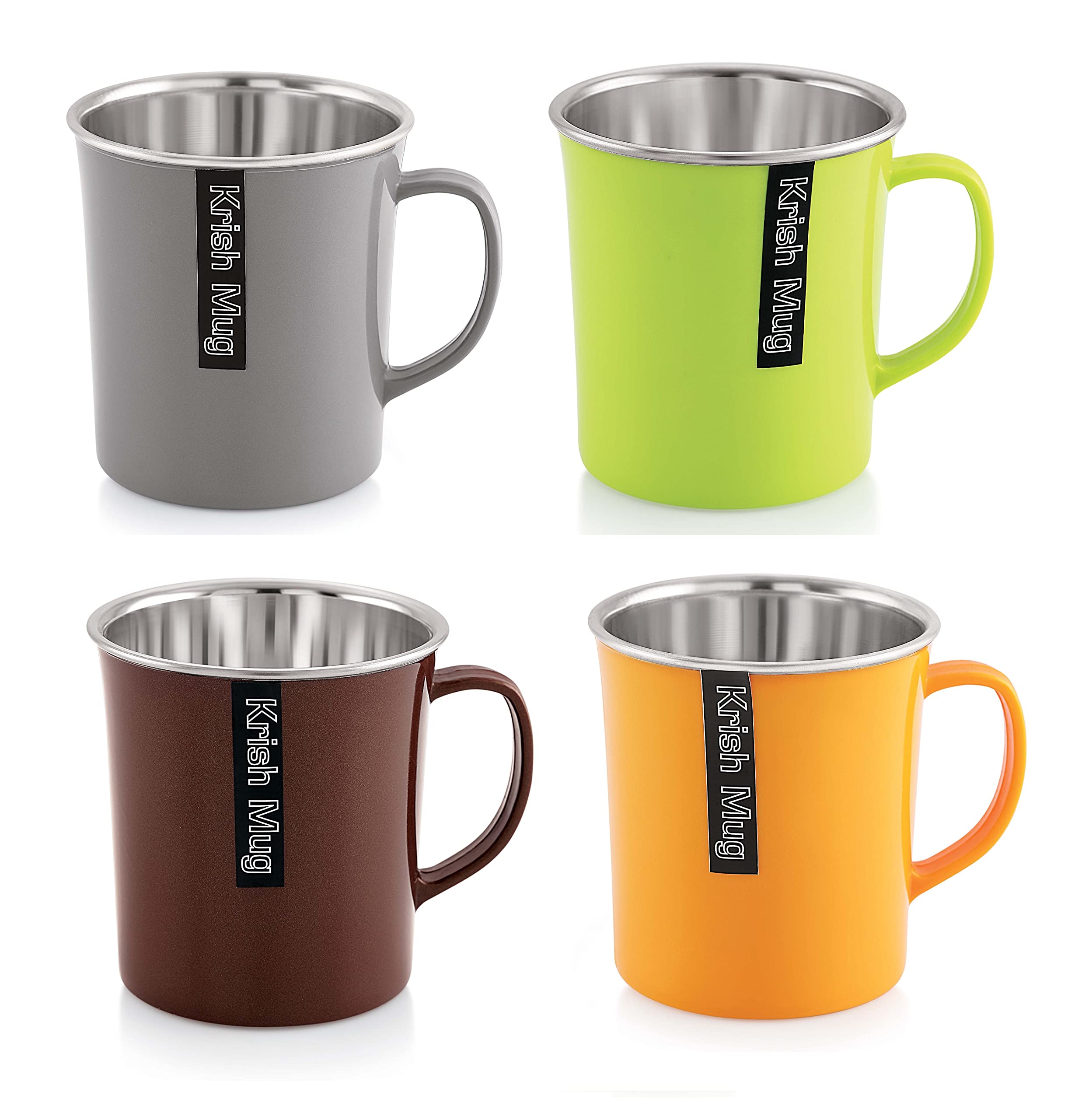 Nabhya 270 ML Inner Steel Plastic Cups for Coffee Tea , Camping Mugs with Handle, Portable & Easy Clean Cups for Coffee Tea , Mugs with Handle, Portable & Easy Clean Random Color (270 ML- 4 Piece)