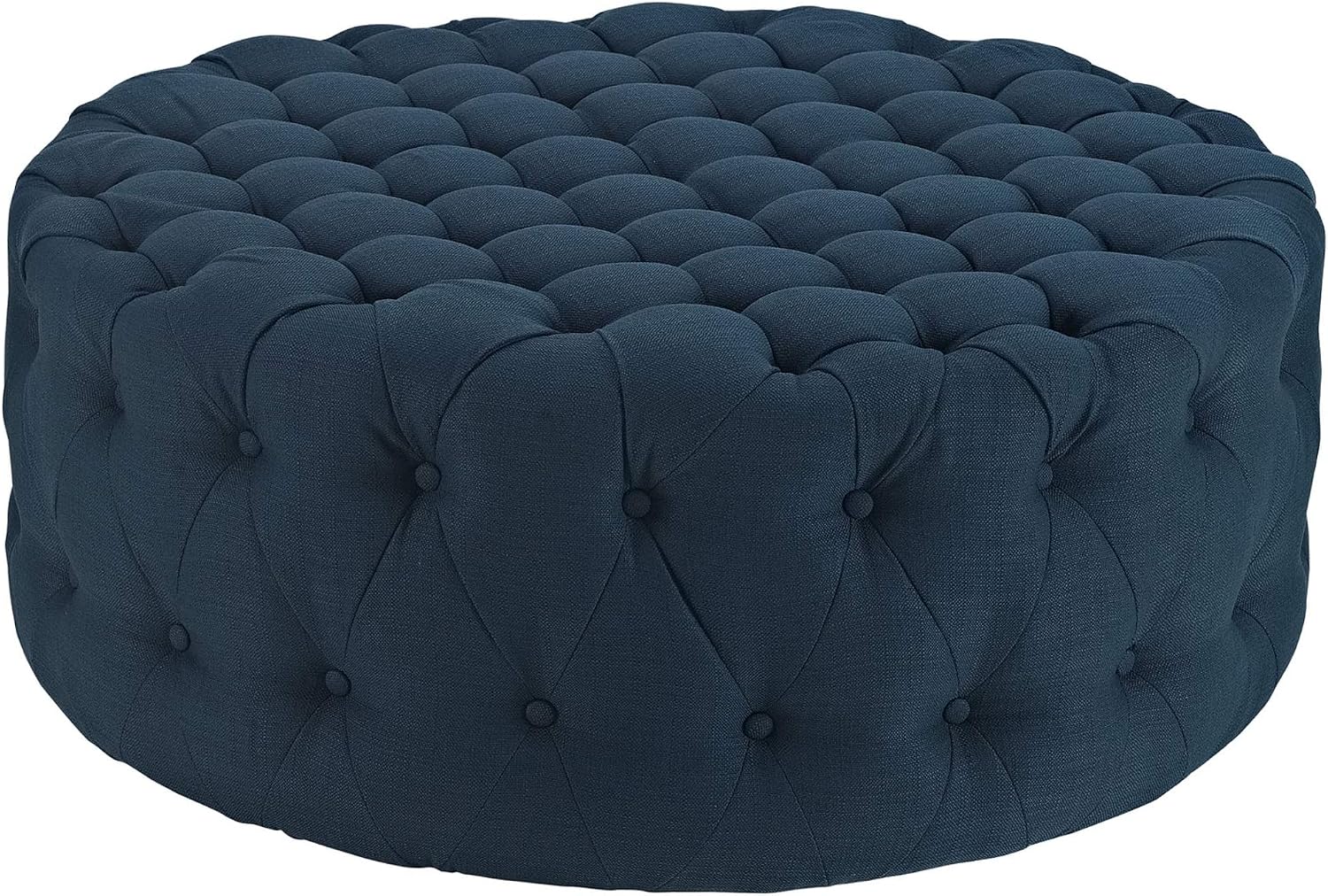 Ergode Amour Round Ottoman | Stylish, Chic, Tufted Design | Perfect for Home or Office | Azure