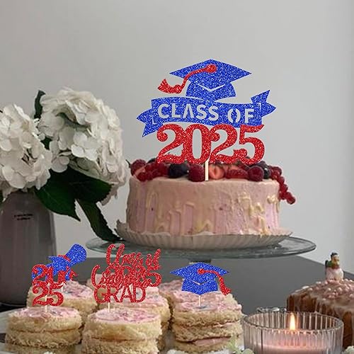 Miniatura 458 de Paquete de 24 adornos dorados para cupcakes de graduación 2025 con purpurina So Proud of You Done Diploma Graduation Cap Cupcake Picks Class of 2025