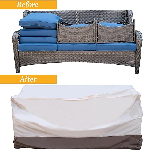 Miniatura 7 de ovios Fundas para muebles de patio, funda impermeable para sofá de 3 plazas y otomanos, sofá seccional para mesa de uso general, 73.2 pulgadas de