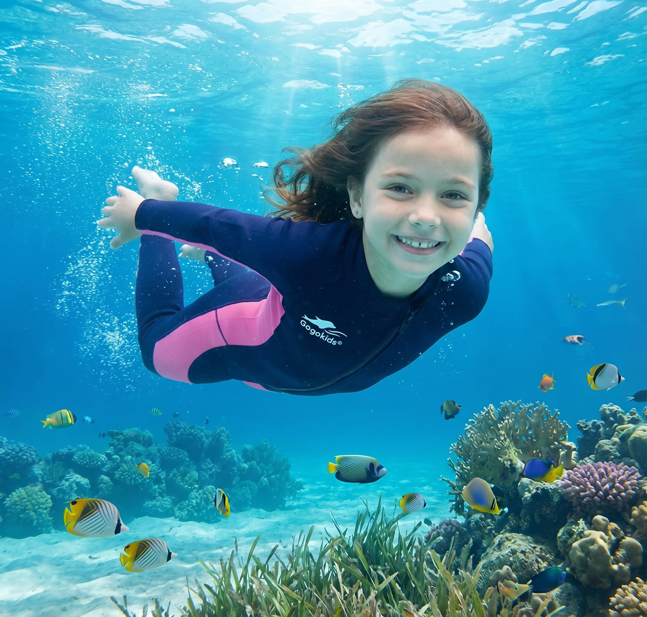 Gogokids Neoprenanzug Kinder Lang 2.5mm - Kinder Tauchanzug mit UV-Schutz 50+ & Frontreißverschluss, Wärmender Schwimmanzug für Jungen Mädchen Alter von 2-10 Jahren (84-145cm)