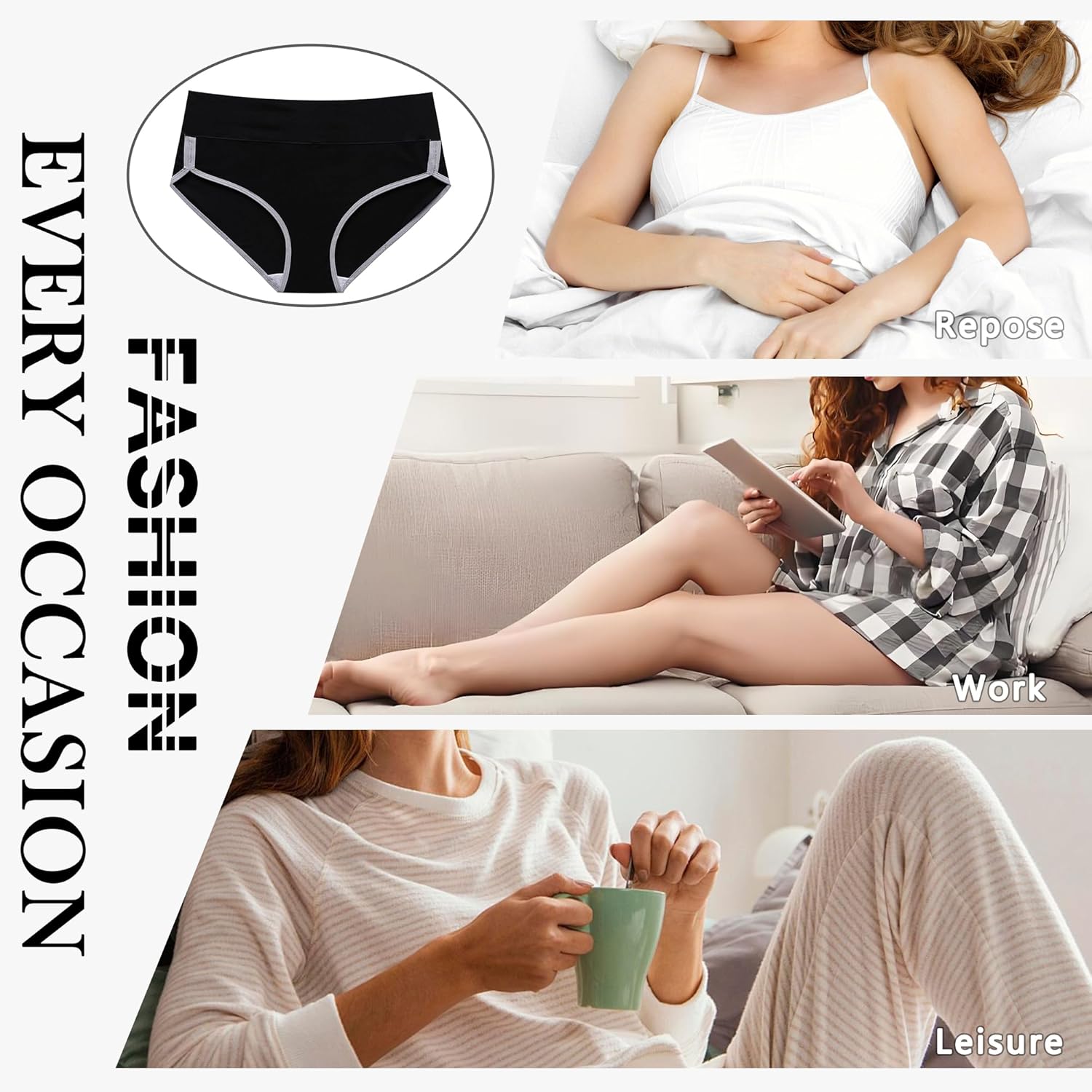 CAILECOTTON Womens Underwear Cotton Briefs for Women Plus Size Panties for Women Pack 2/5 - Image 5