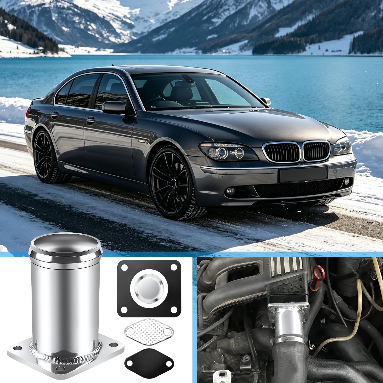 KAOLALI Kit di rimozione valvola EGR compatibile con 3 E46, 5 E60, E61, 7 E65, kit di rimozione valvola EGR per X3 E80, X5 E53 con motori 3.0 M57N, 1171778999, 1117804379