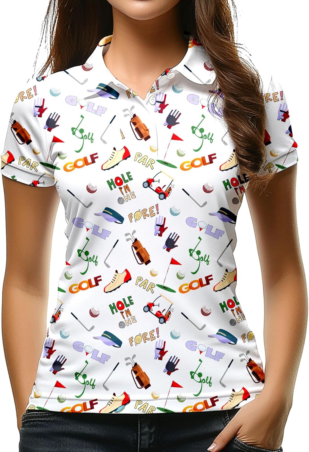 Womens Golf Shirt Short Sleeve Funny Golf Shirts for Woman Tennis Outfit - Image 2