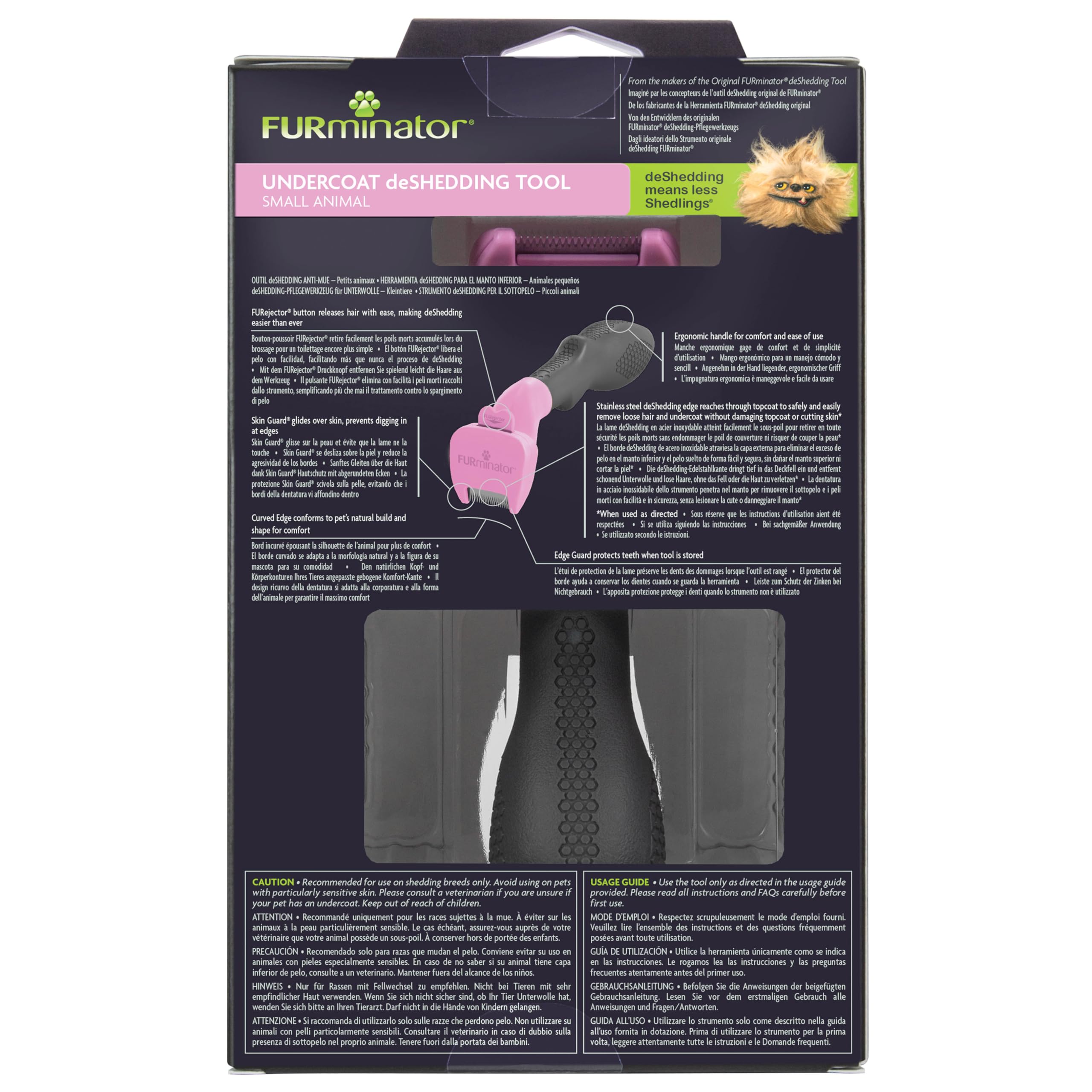 FURminator deShedding-Tool Kleintier - Kleintierbürste für Kaninchen, Nager & Co. zur Entfernung der Unterwolle - Verbessertes Design