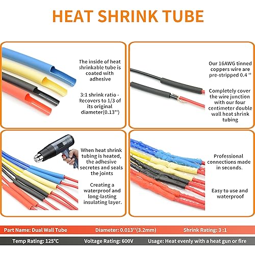 Miniatura 5 de Juego de 2 conectores eléctricos a tope de 6 pines DT Deustch impermeables para automóviles con cables de 16AWG -40.0 F-221.0 F 600V y tubos