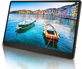 Yunseity Portable Monitor 15.6 Inch, FHD 1080P HDR IPS Gaming Monitor with Type C HDMI, Dual Speakers External Computer Display for Phone Laptop PC Game Console, 178° Viewing Angle