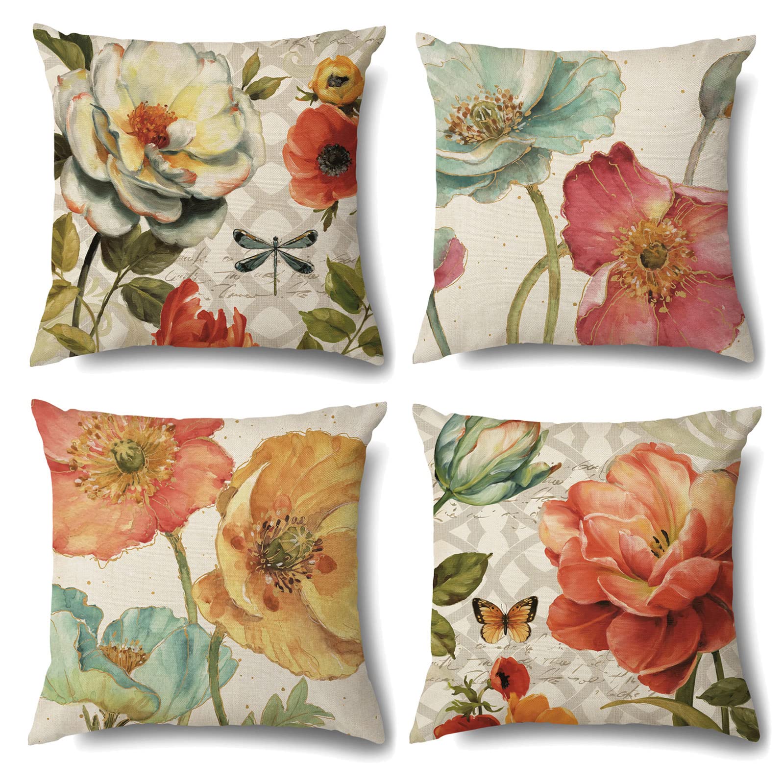 Blockdruck Ente Kissenbezug 50x50 Cm – Baumwolle, Handgefertigt, Mit Boho-Blumendruck Für Sofa