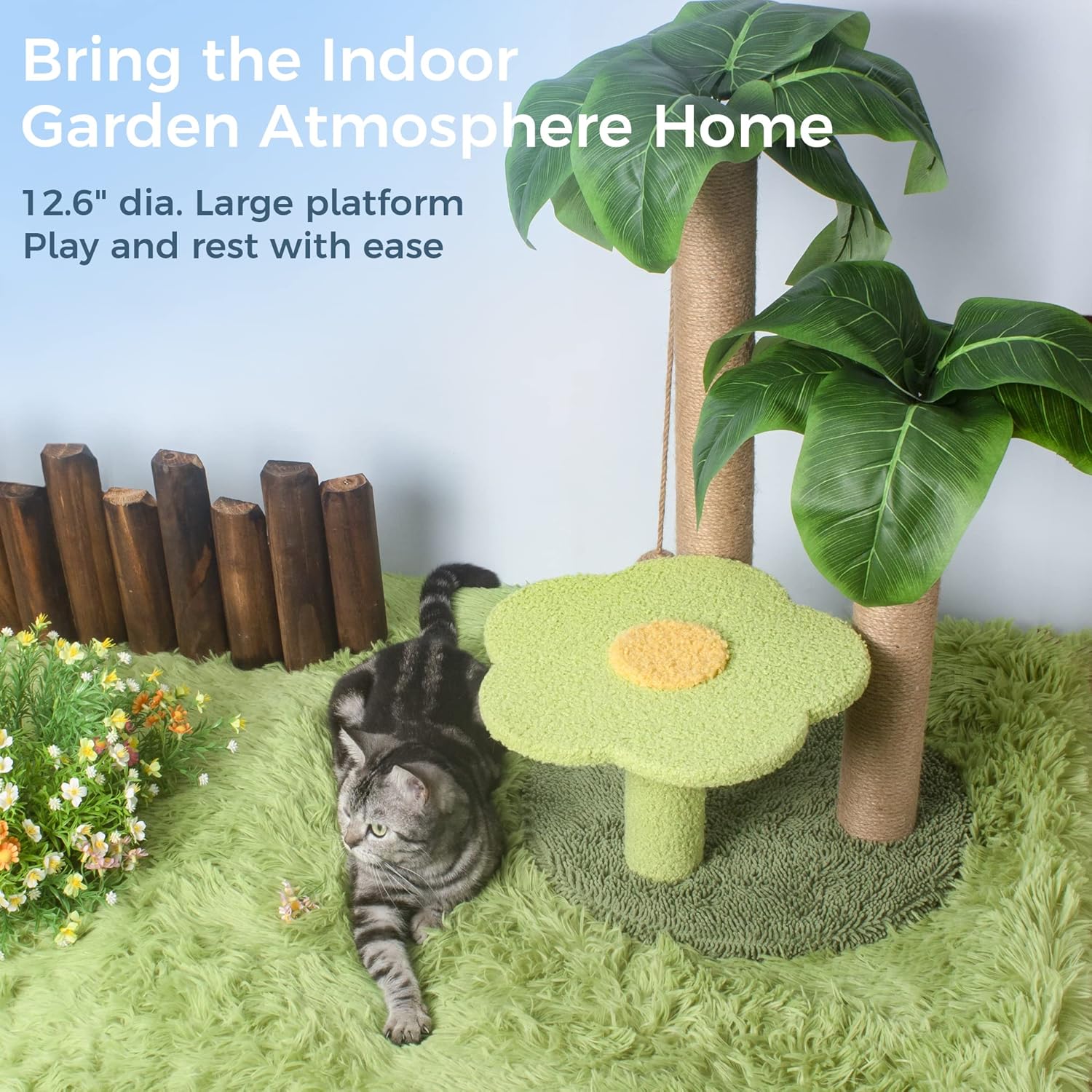 review Cat Scratching Post with Flower Bed &Cat Scratching Post Cute Cat Scratcher 33 inch for for Large Adult Cats and Kittens