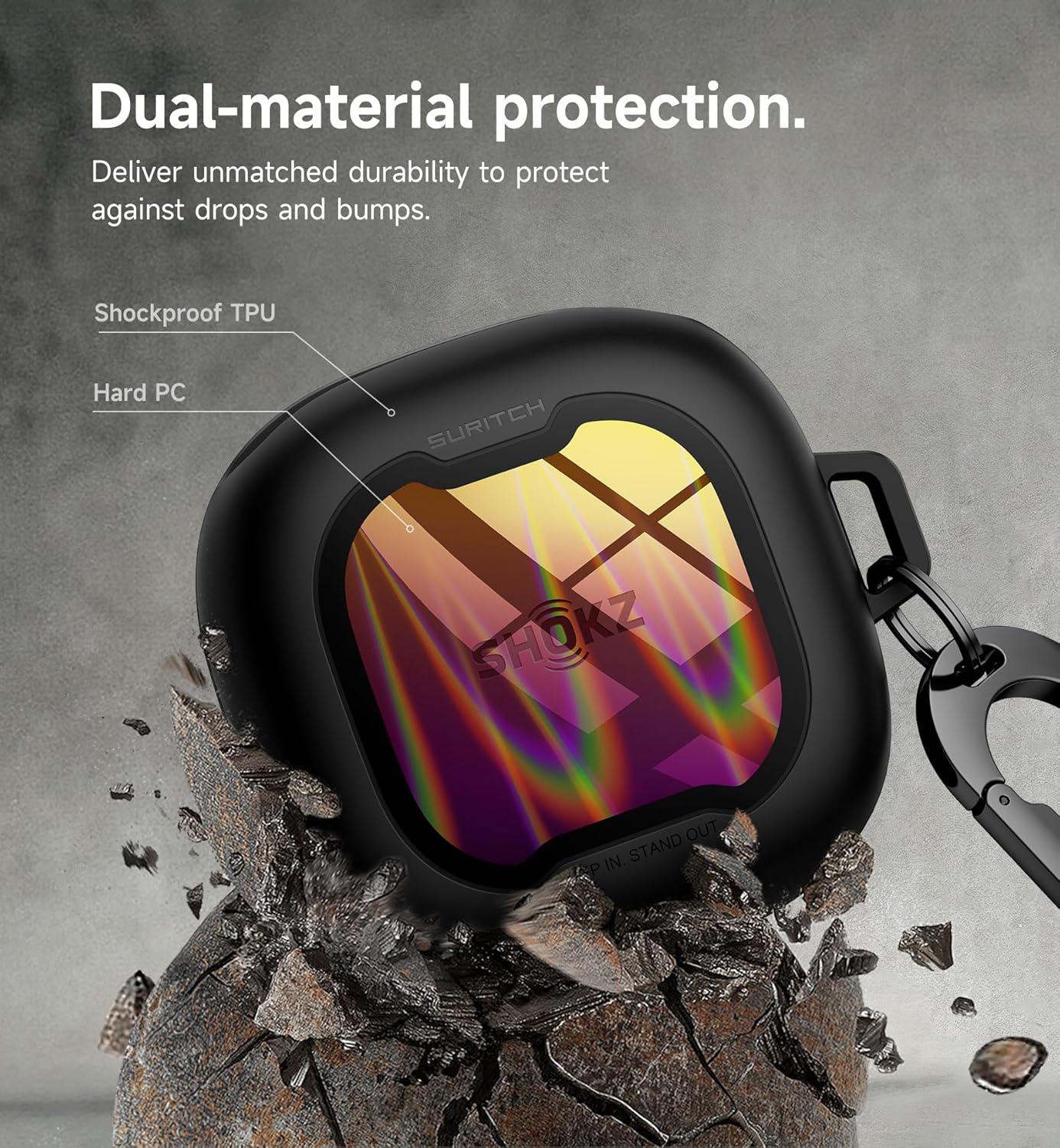 SURITCH for SHOKZ New OpenFit 2 Case Cover, Magnetic Locking Cases for SHOKZ OpenFit 2 Open-Ear Headphones, Shockproof Bumper Protective Covers with Carabiner & Cleaner Kit, Iridescent Sparkle - Image 4