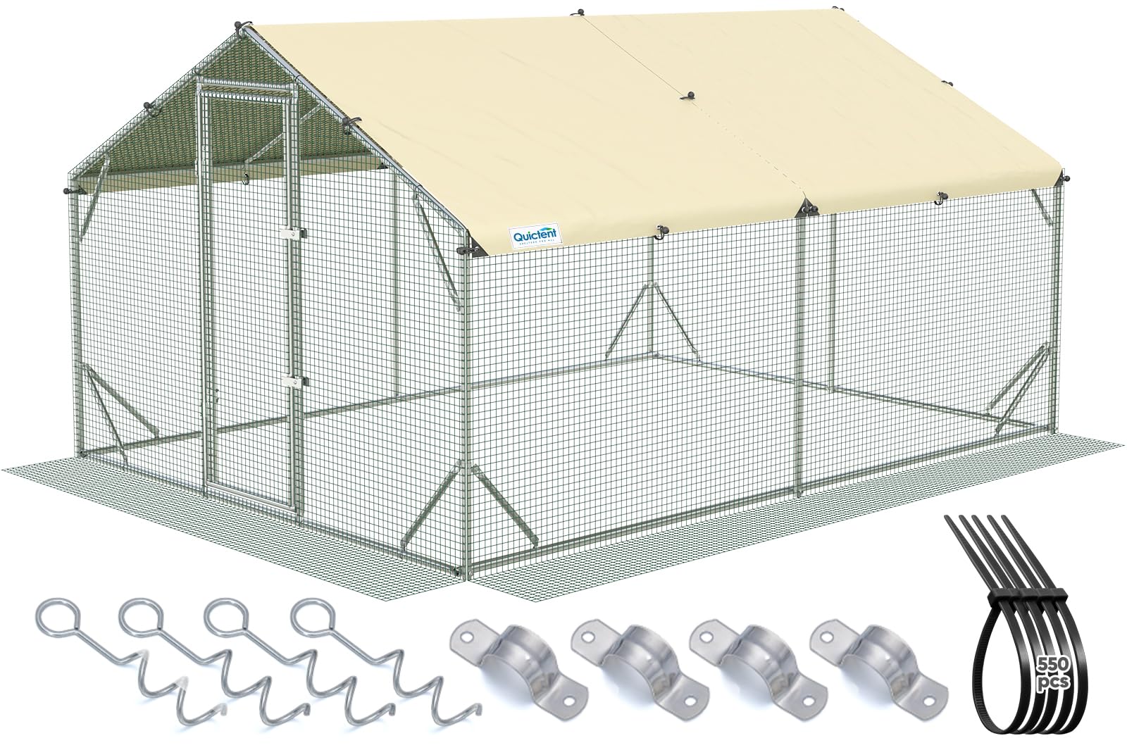 Quictent Premium Large Metal Chicken Coop Run