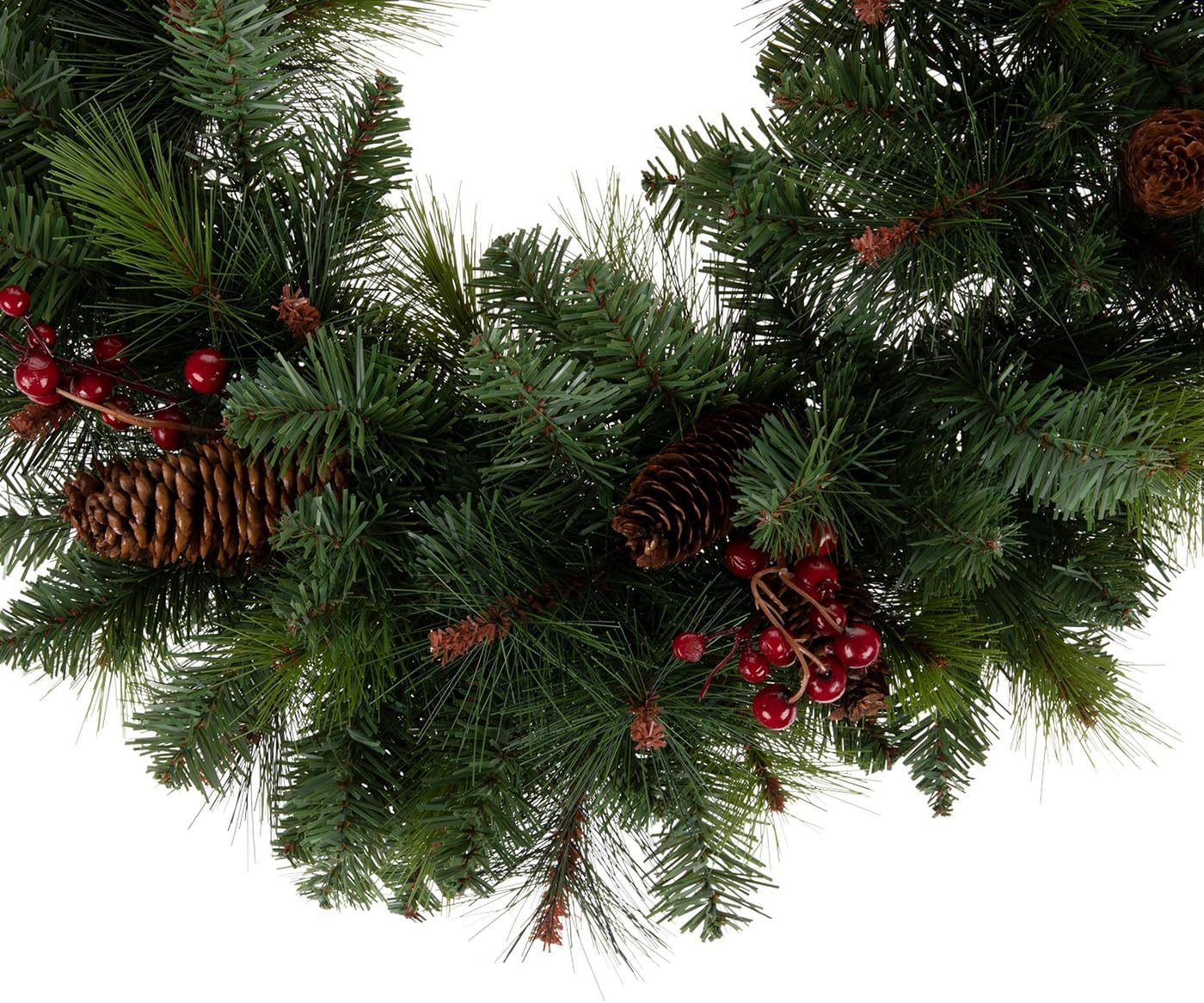Hobby Lobby Pine, Berry & Pinecone Wreath, 24 x 24 inches, Donner Pine, Plastic & Metal, Indoor Use