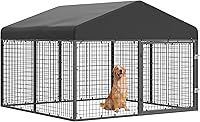Vista 1 de Gran recinto para perros al aire libre, jaula resistente con techo, valla de acero galvanizado para perros con doble cerradura de seguridad