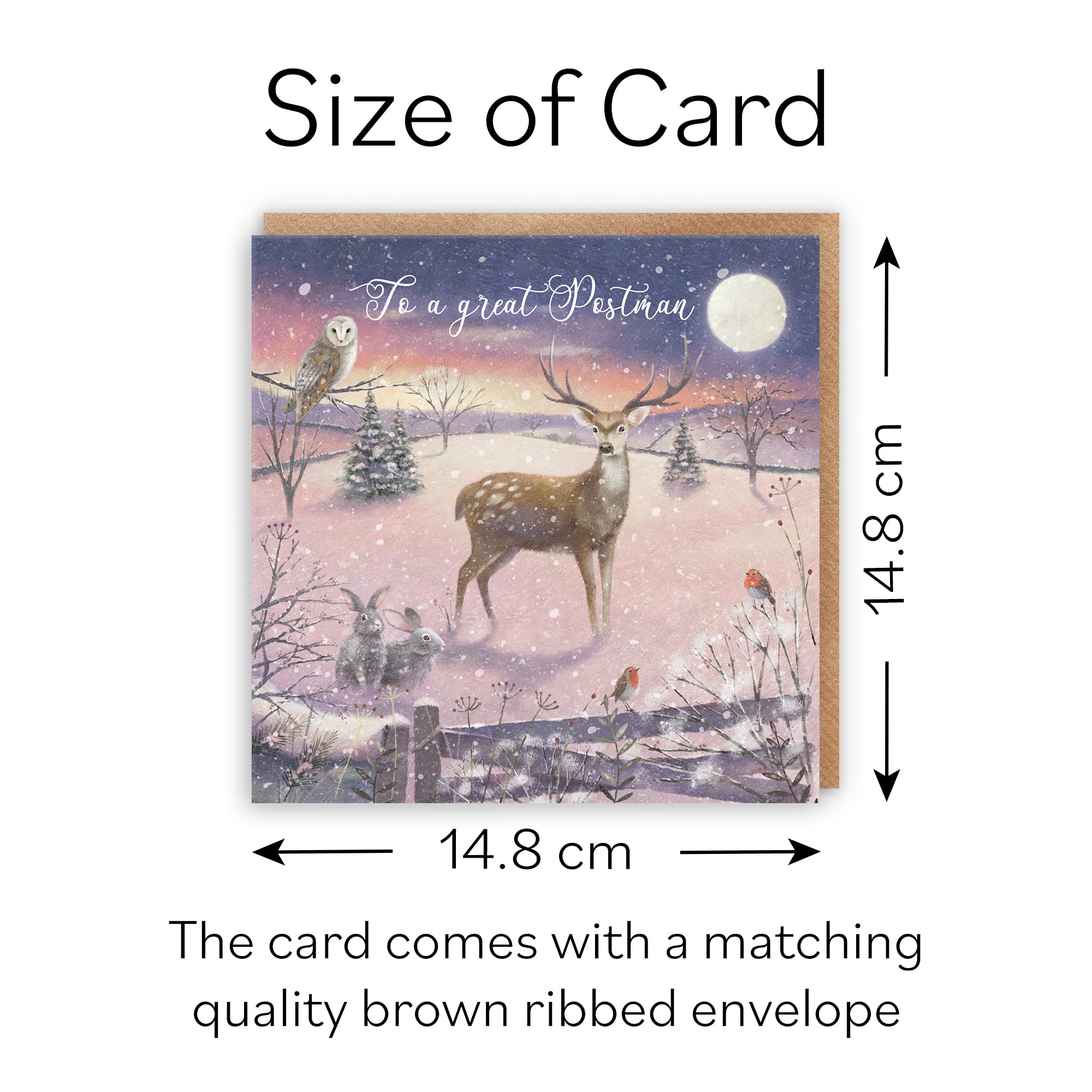 Hunts England, Postman Christmas Card, 'The Stag', To A Great Postman, Christmas Card For Postman, Milo's Gallery Collection - Image 4