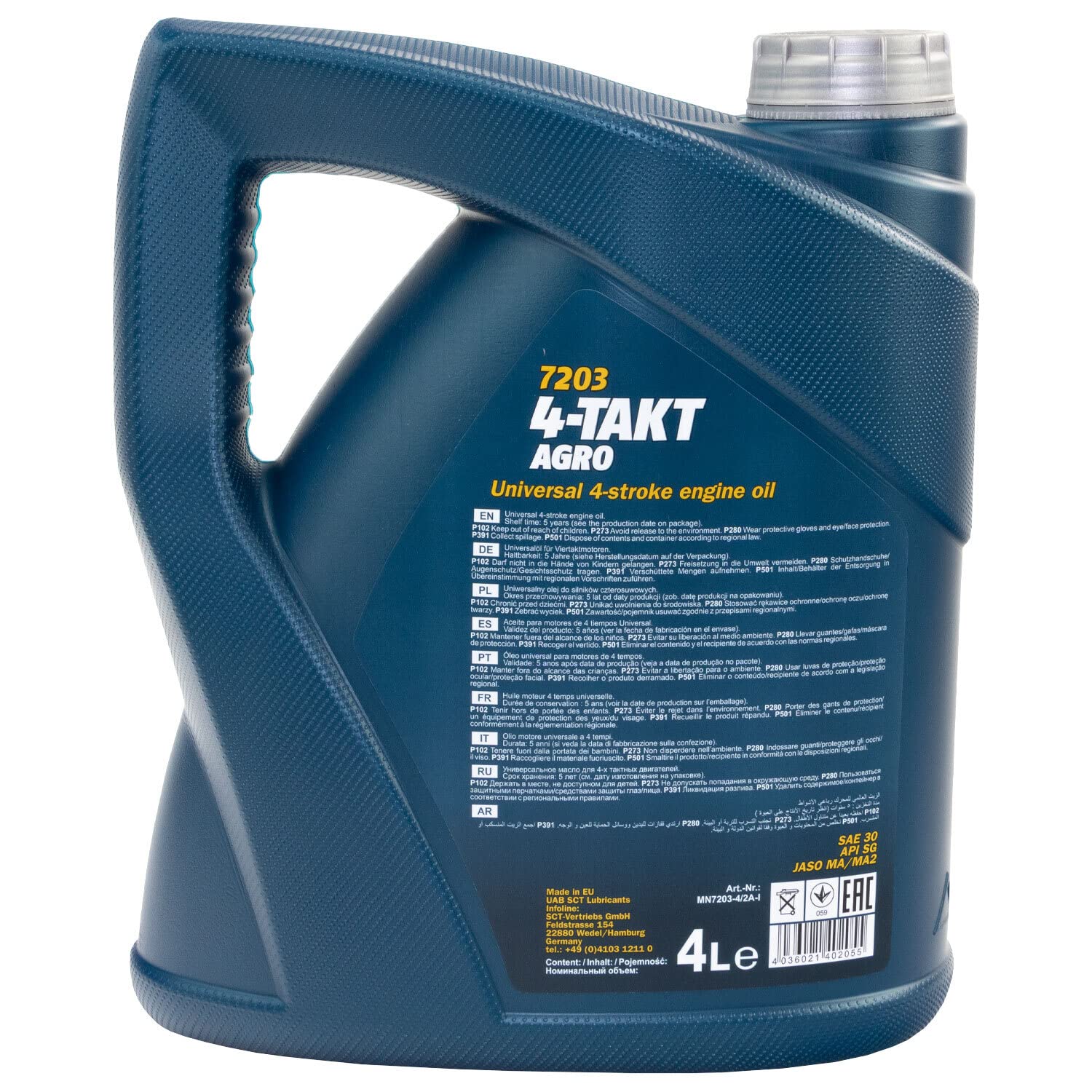 Motoröl Motor Öl für 4-Takt Traktoren Rasenmäher Agro SAE 30 MANNOL API SG 3 X 4 Liter