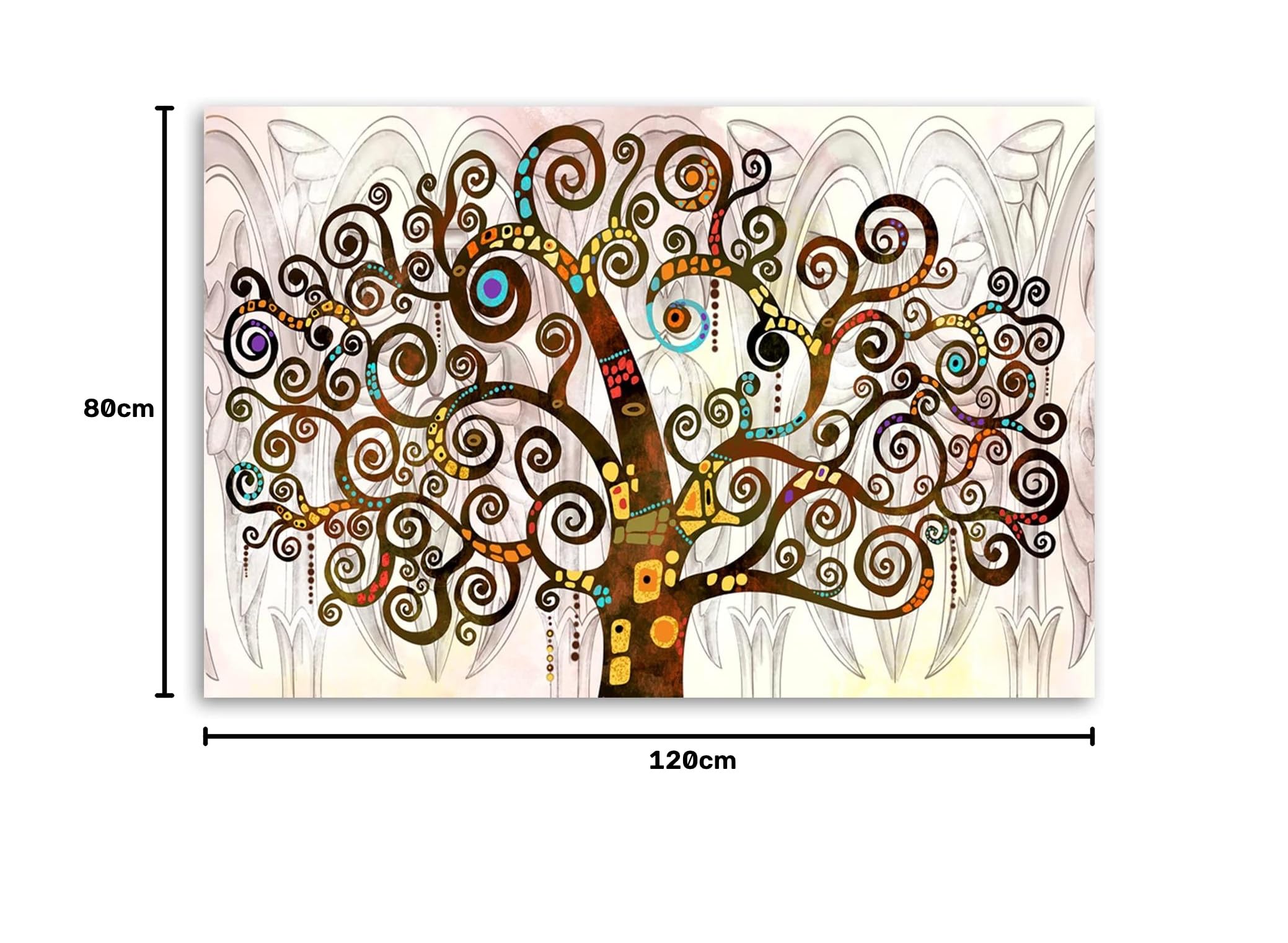 Feeby Cuadro en Lienzo 120x80 cm Gustav Klimt Árbol de la vida 1 Pieza Impresión en Material Tejido no Tejido Modernos Artística Imagen Decoración De Pared Salon Dormitorio Arte Abstracto Beige
