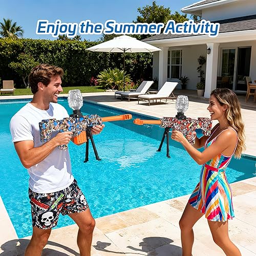 Miniatura 4 de joykey Juego de 2 Lanzadores Eléctricos, Lanzador Automático Splat, 30000+, Tolva de 500, Gafas Protectoras, 2 Baterías Recargables, Actividades