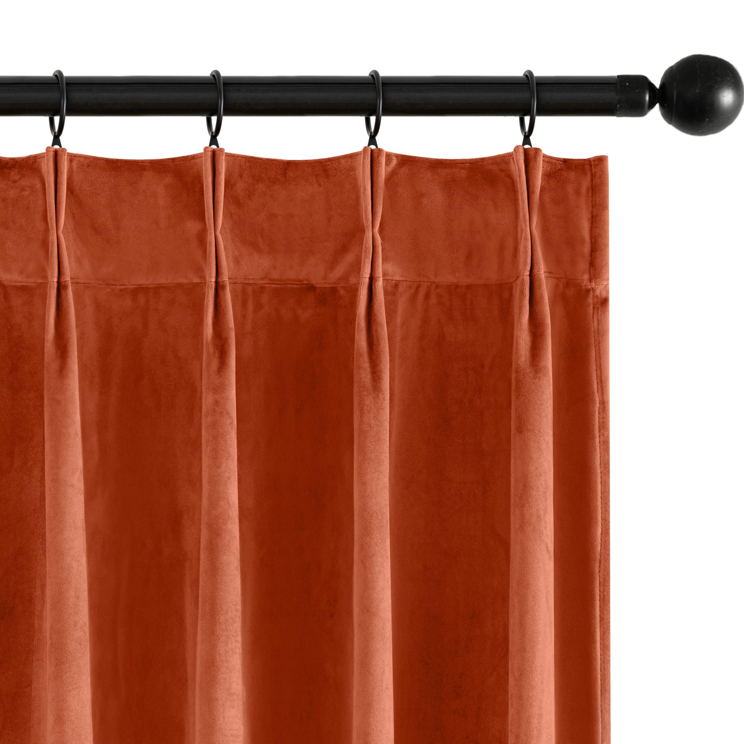 MIULEE Velvet Pinch Pleated Blackout Terracotta Curtains 40x90 Inches