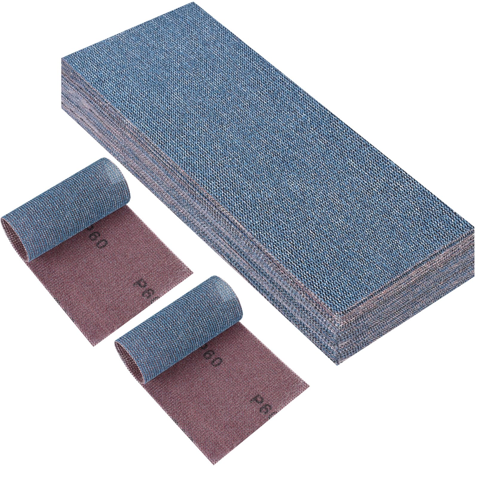 PMIQSA 25 Pcs Net Sandpaper Strips 115x230mm Mesh Ceramic Sanding Sheets, Grit 60 Hook and Loop Dust Free Sanding Pads