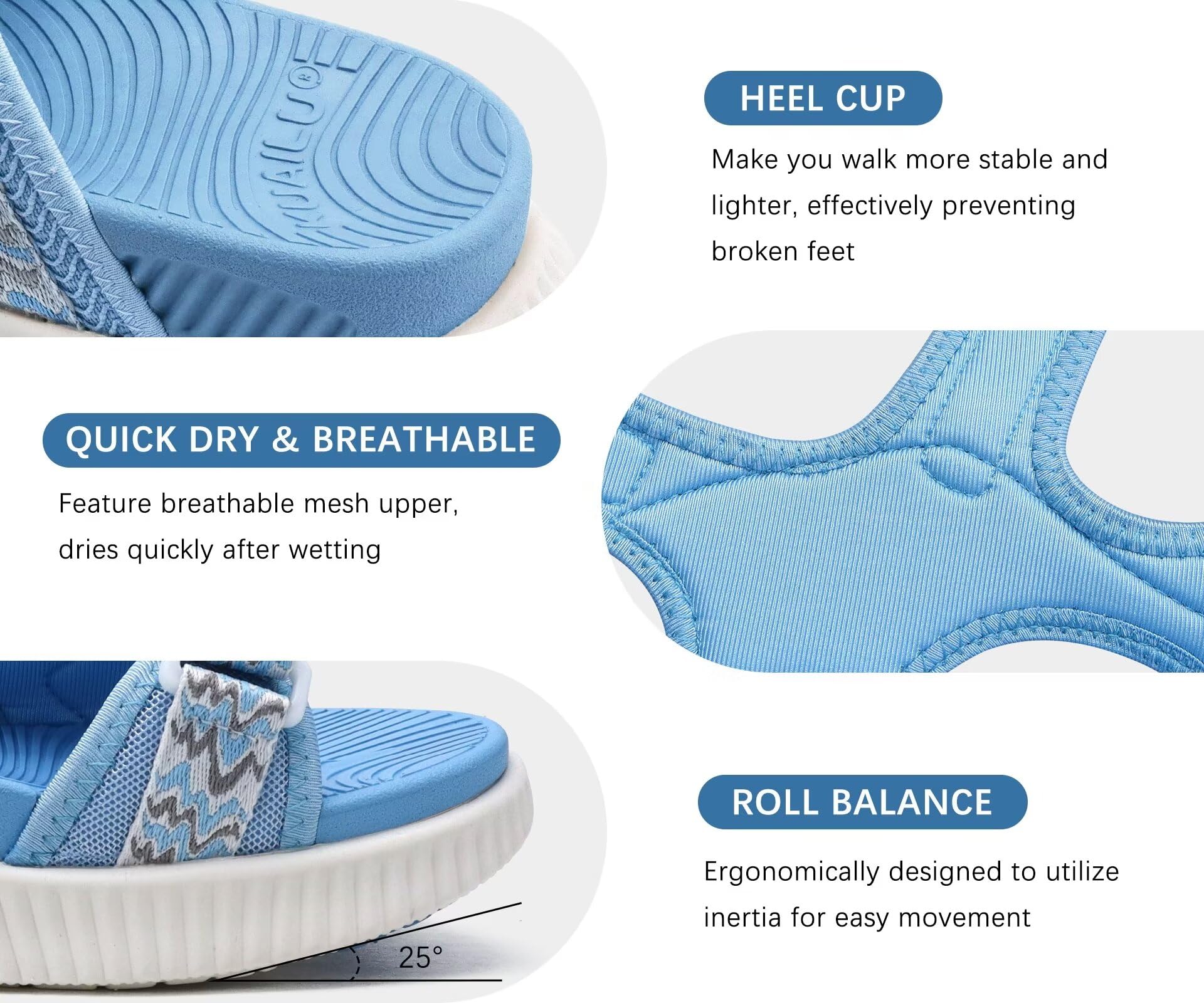 KuaiLu Sandalias ortopédicas para caminar para mujer, soporte de arco, recuperación, deportes, senderismo, agua, sandalias gruesas y atléticas, cómodas para fascitis plantar, sandalias ajustables US6