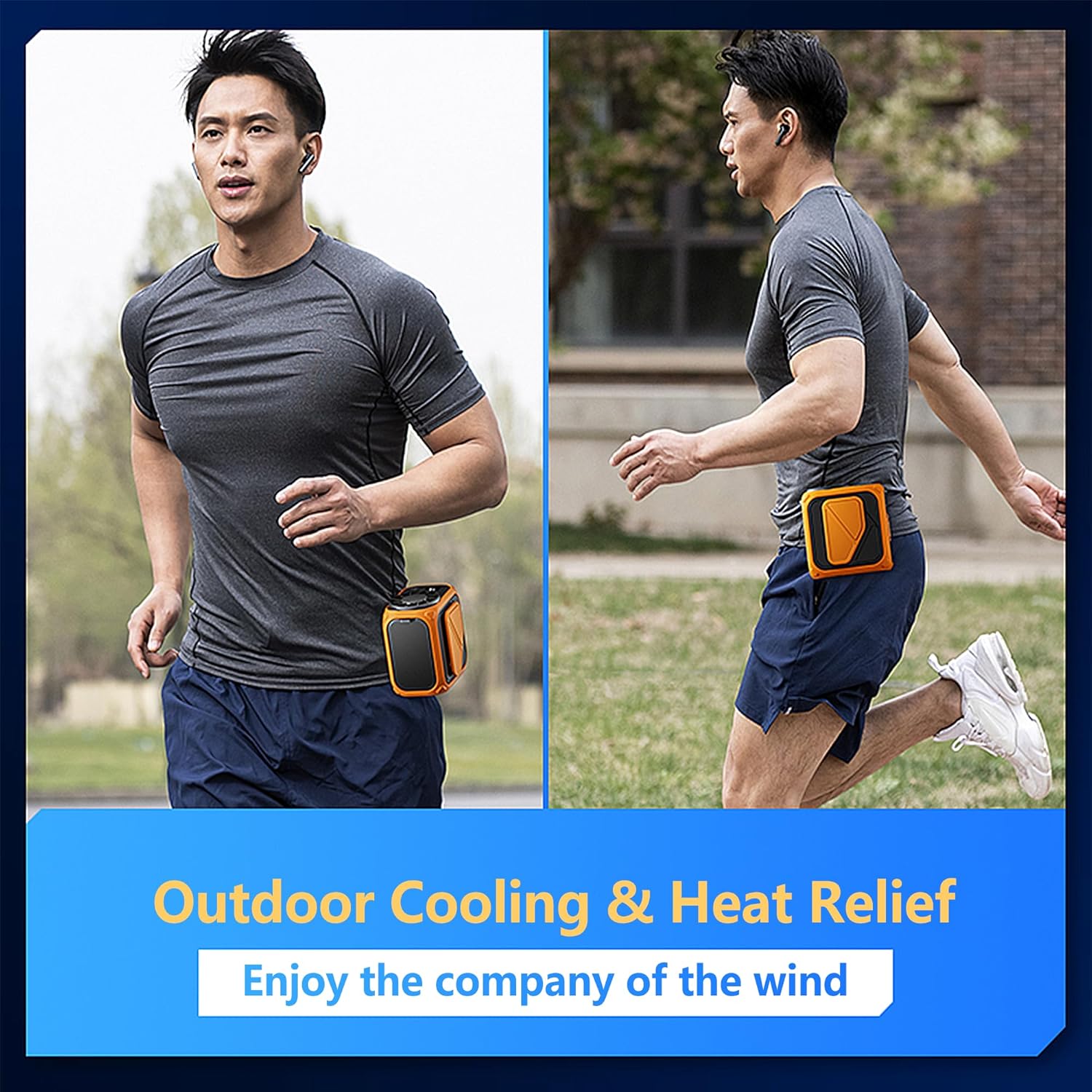 Portable Waist Fan, 6000mAh Long-Lasting Battery Rechargeable,1-100 Adjustable Speeds, Hands-Free Hanging Neck Fan, Wearable Belt Fan for Farm Travel Camping Office.(JF135 Orange)