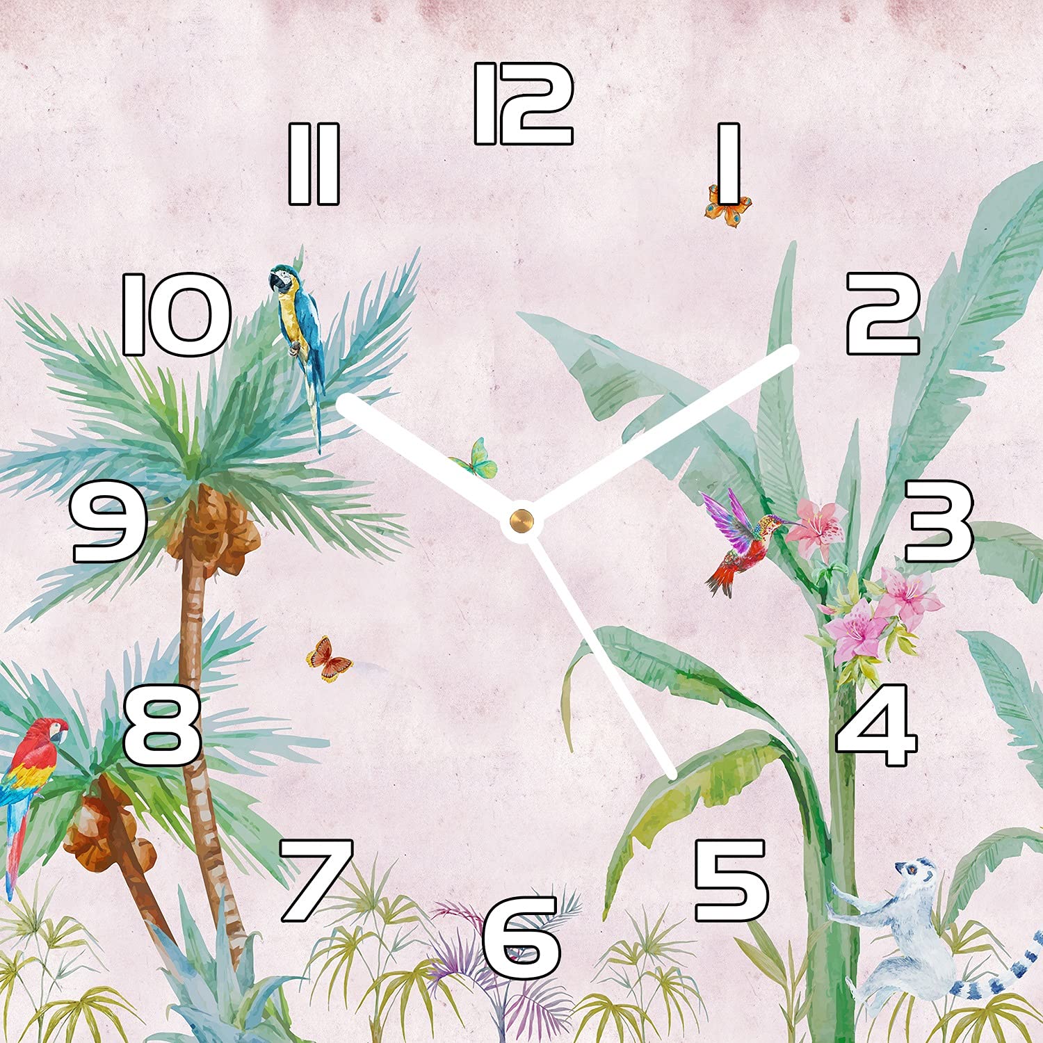 Horloge en verre de sécurité Coloray 30x30 cm impression haute définition safari paradis