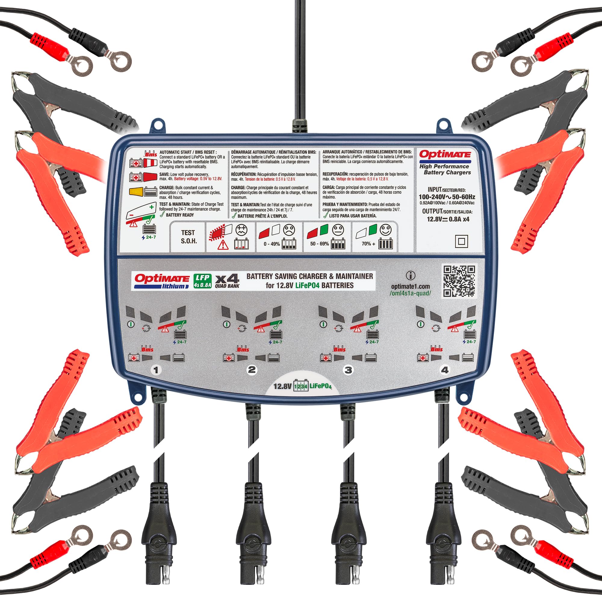 Amazon.com: Optimate Lithium 4s 0.8A Quad Bank, TM485, 8