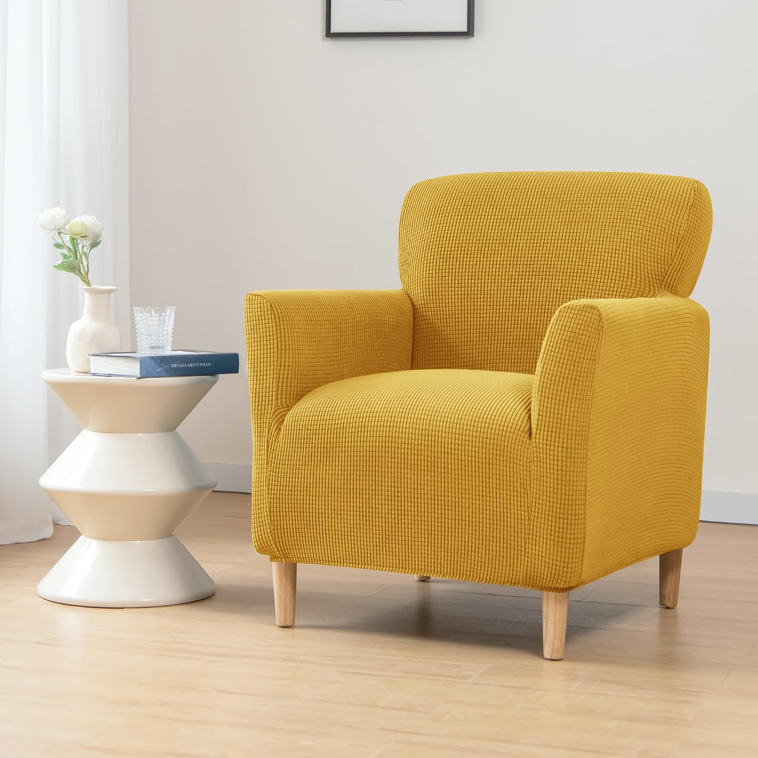 Banquet Armchair Slipcovers 1-Piece Stretch Chair Slipcovers with Arms Anti-Slip Armchair Sofa Covers Arm Chair Cover for Living Room Furniture Protector