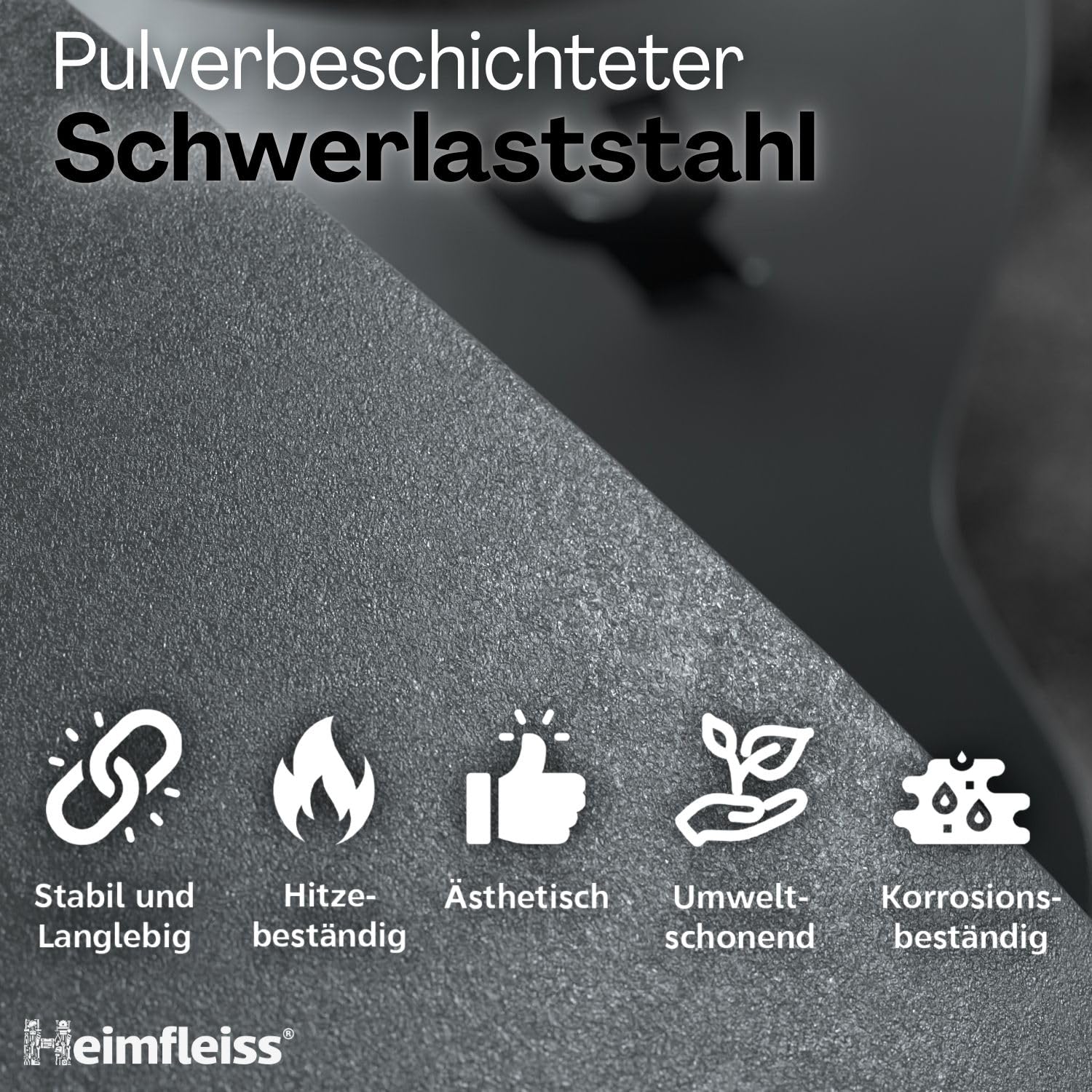 Heimfleiss® Kaminbesteck Modern Grau | Ofenbesteck Kaminbesteck Set | Hochwertiges Kaminset aus Schürhaken & Kehrset | Kaminzubehör mit Holzgriff | Kaminofen Besteck Anthrazit | Kamingarnitur für Ofen