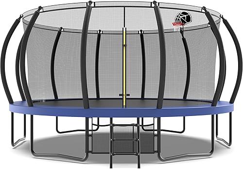 Evedy Trampolín - Trampolín de 16, 15, 14, 12, 10, 8 pies para niños y adultos, entrenamiento familiar para saltar al aire libre, aprobado por ASTM,