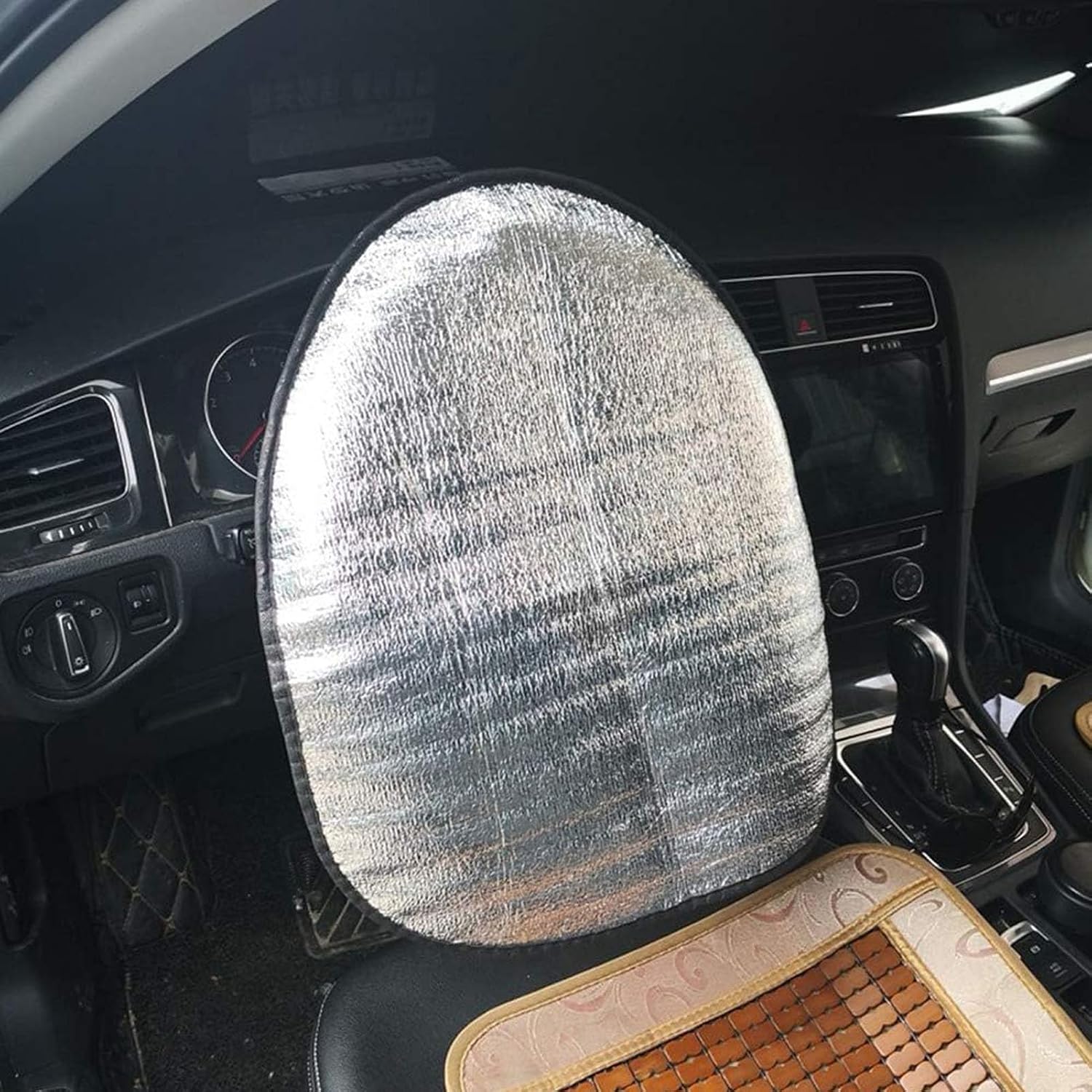 TuTuYa Universal Car Steering Wheel Sun Shade Cover, 2PCS Heat-Resist Aluminum Foil Steering Wheel Cover for Most of Car SUV Truck Van,17.32x19.68inch/44x50cm
