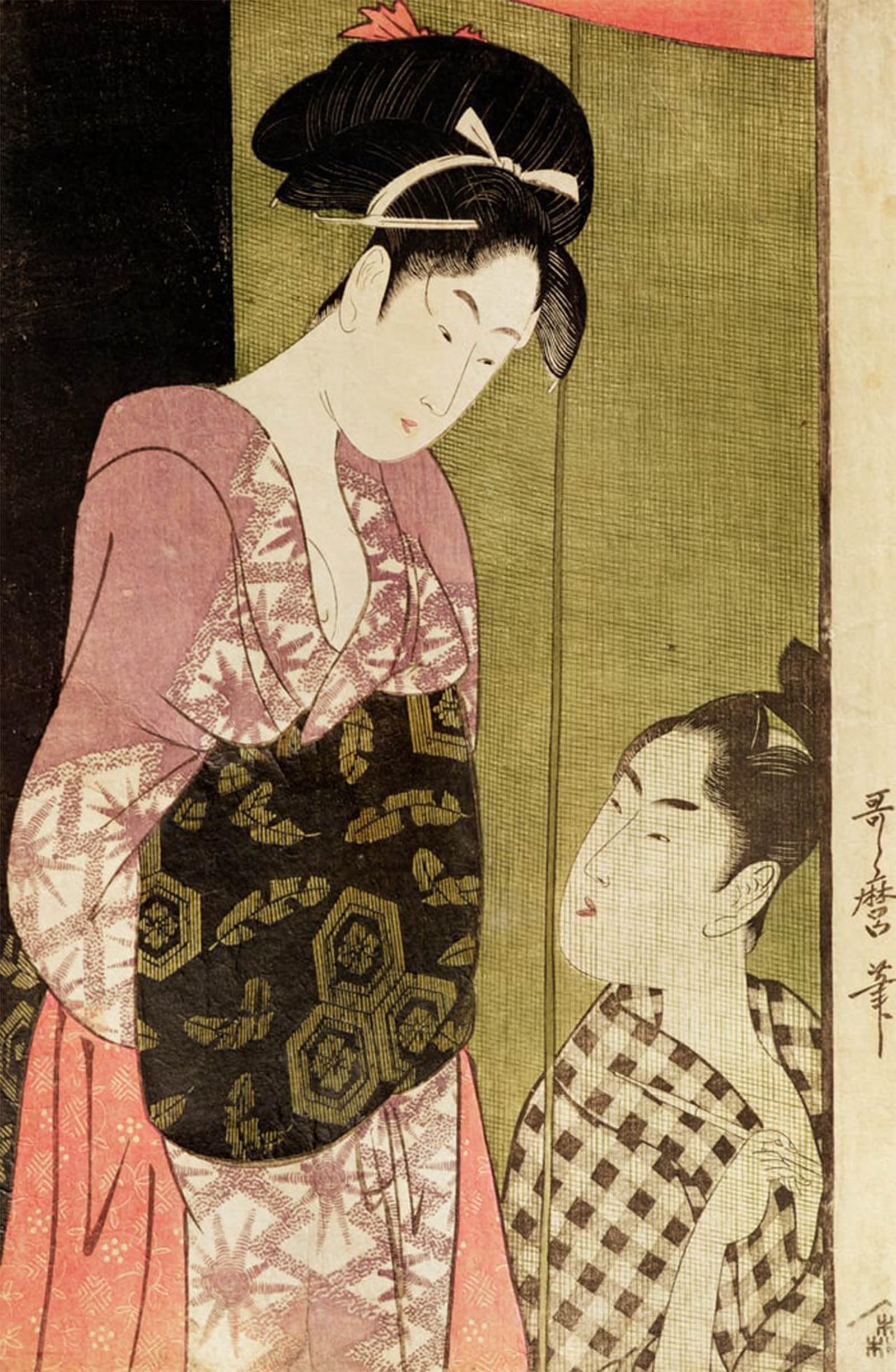 HRJUBWREE Famous Paintings Pictures Artwork Picture Azu No Hana by Kitagawa Utamaro Photo Wall Print for Home Decor 60x90cm