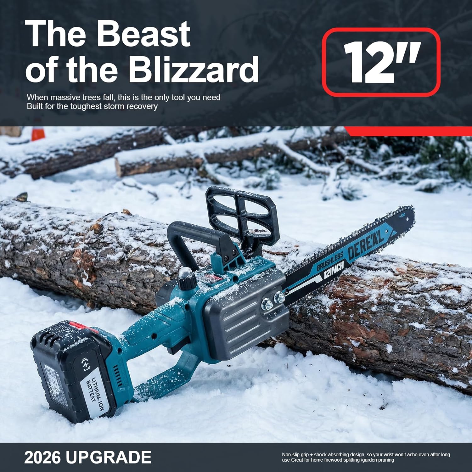 12" Electric Chainsaw Cordless, Brushless 20V Battery Powered Chain Saw for Wood/Tree Cutting, Pruning, Battery Chainsaw with 4.0Ah Battery and Charger