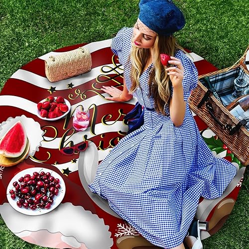 Miniatura 3 de Christmas Round Tablecloth Waterproof & Stainproof Tablecloths, Wipeable Table Cloth Wrinkle-Free for DiningPartyWedding Red Cartoon Elk Santa Claus