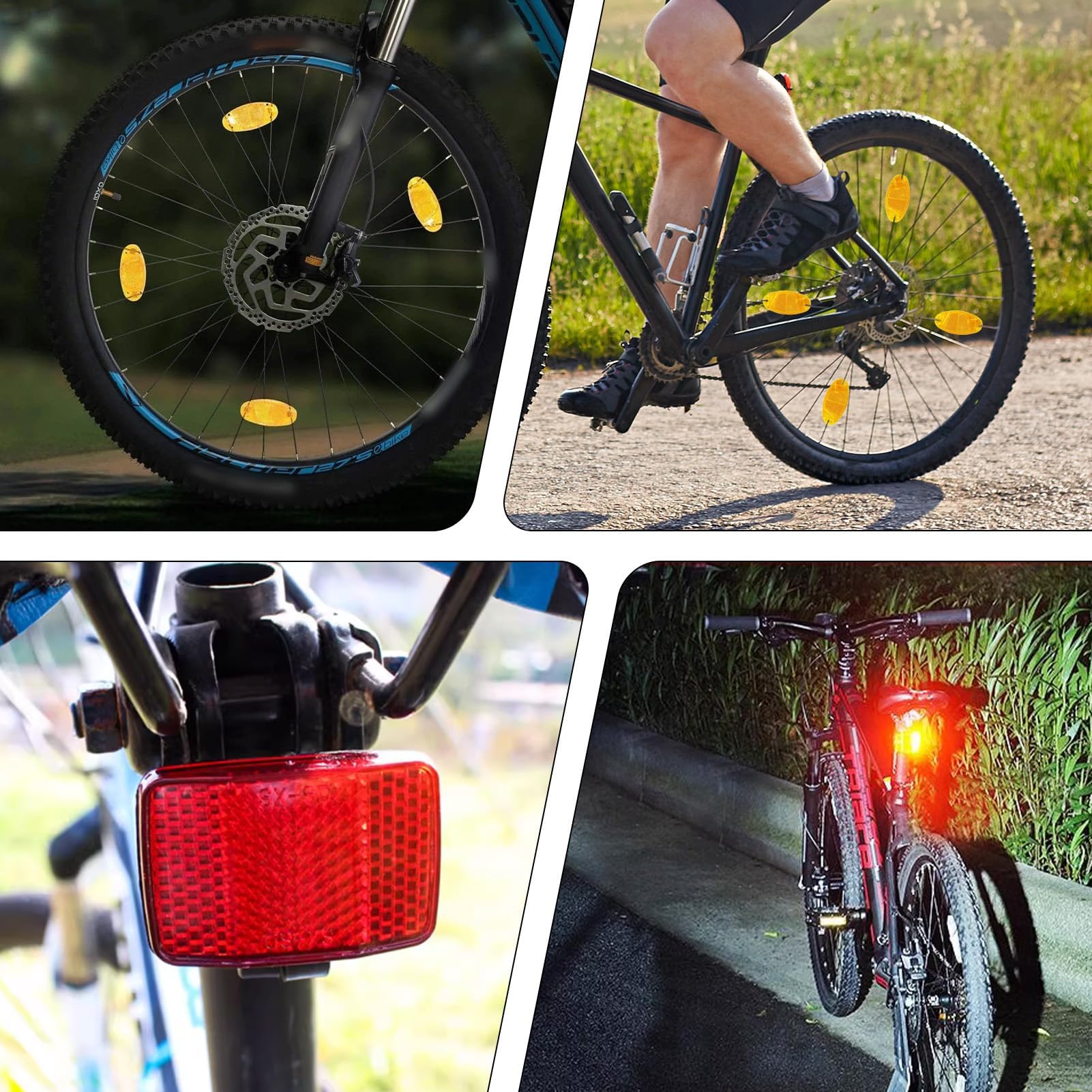 Wefaly Speichenreflektoren Fahrrad 6 Stück, 1 Fahrrad Reflektor Vorne 1 Fahrra d Reflektor Hinten 4 Katzenaugen Fahrra d Reflektoren Fahrra d Speichen Katzenaugen Set für Mountainbike Motorrad E-Bike Sport & Freizeit