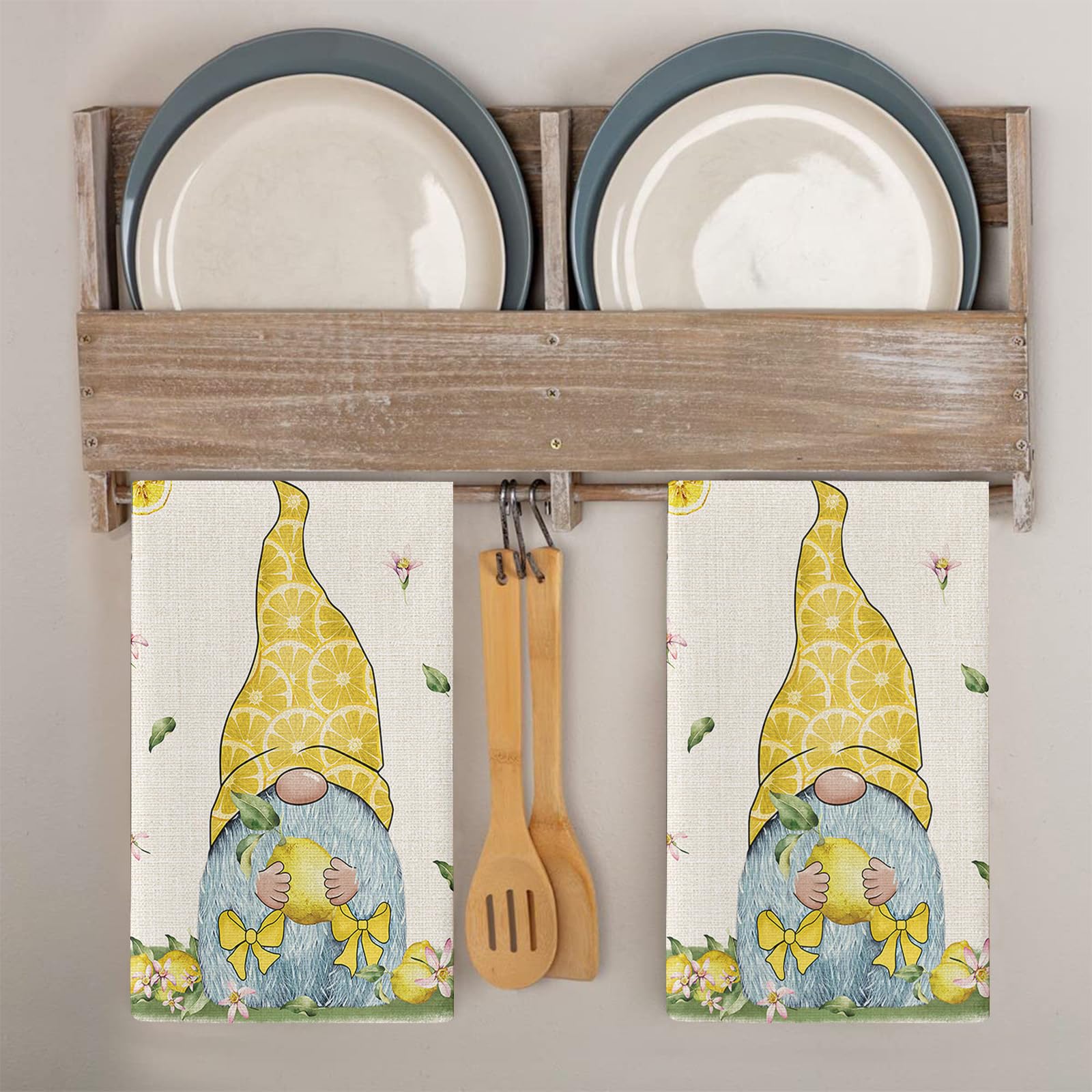 Trapos Cocina Limón Enano Amarillo Paños de Cocina Suaves y Absorbentes Paños Cocina Reutilizables Trapos de Cocina para Secar Toallas Lavable Toallas de Barra 2 Piezas (44x74 cm)