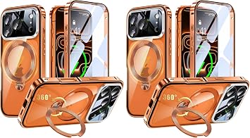 iPhone 17 Pro Max Double-Sided MagSafe Case, iPhone 17 Pro Max Full Coverage, 90  Secure Stand, 360  Rotation, Magnifying Stand, Vertical, Horizontal and Vertical, Uovon Smartphone Case, iPhone 17 Pro