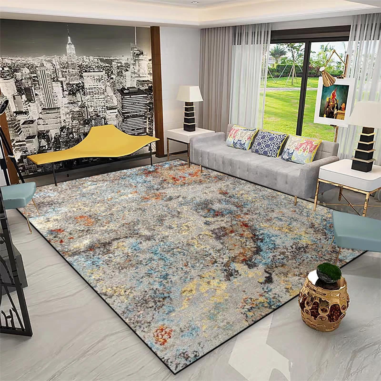 Tapis géométrique moderne salon 80x120cm flanelle douce