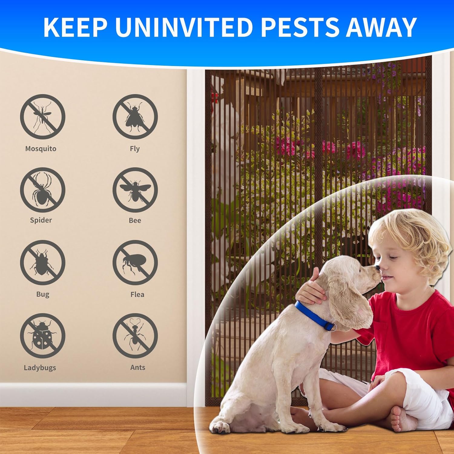 HAOMAIJIA Upgraded Magnetic Screen Door Mesh Fit Door Size 32 x 80 Inch Heavy Duty Door Screen Magnetic Closure for Sliding Door Magnetic Mesh Screen Door with Magnets Pet Friendly