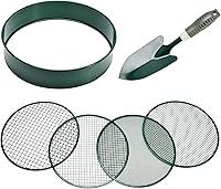 Vista 9 de Juego de tamiz de acero inoxidable para macetas de jardín, 12 pulgadas de diámetro, con 5 tamaños de malla de filtro 3,6,9,10,12 in y pala