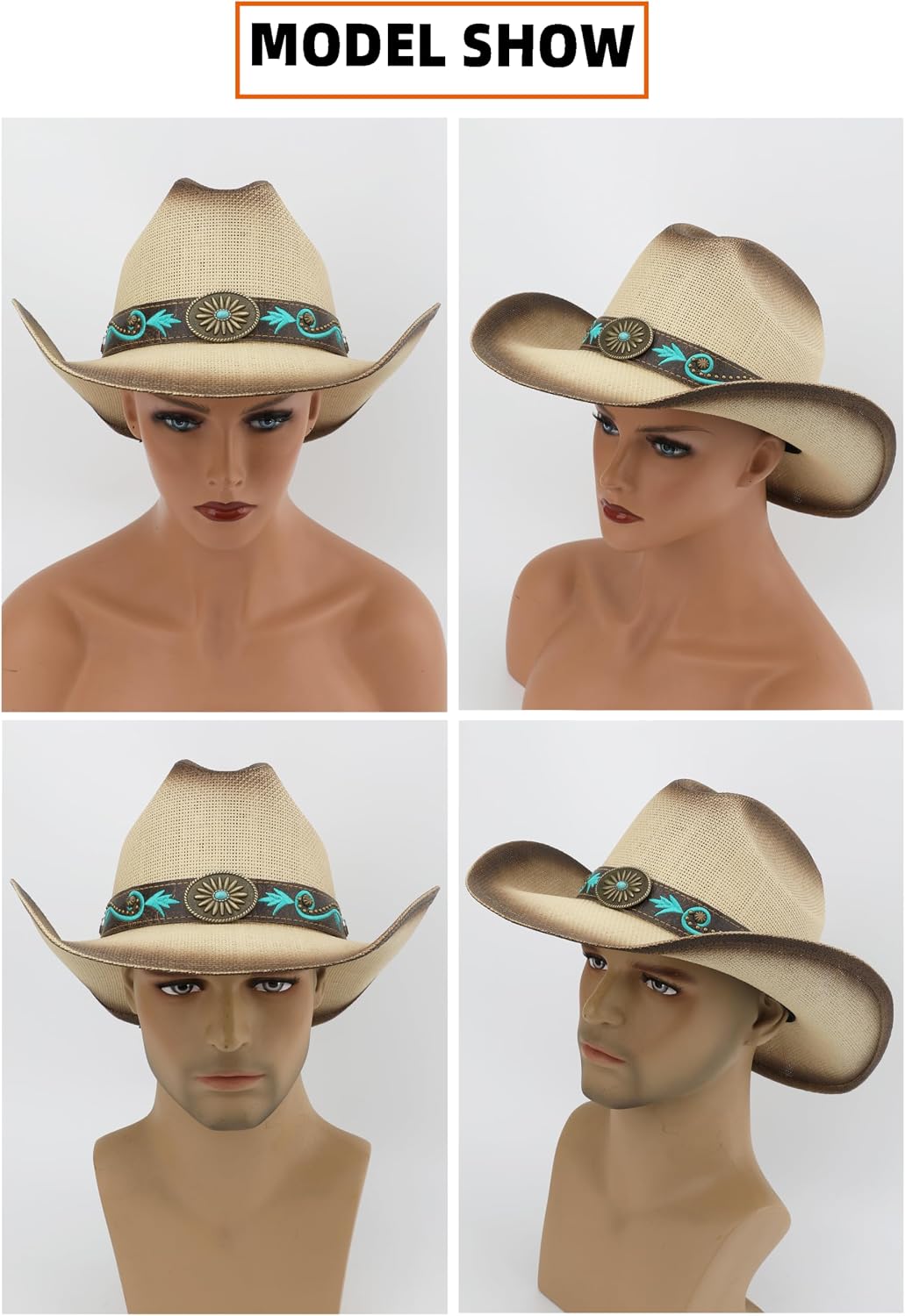 Pro Celia Cowboy Hat for Women and Men, Classic Western Cattleman Style, Straw Sun Concert Rodeo Cowgirl Hat