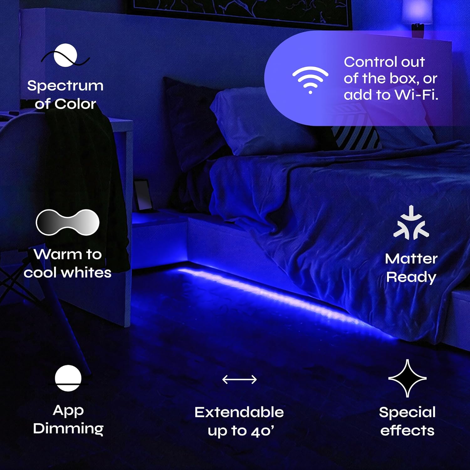 LIFX Everyday 20ft Smart LED Lightstrip with Matter, RGB + Tunable White, Wi-Fi Color Changing Light Strip, Cuttable & Extendable, No Hub Required, Compatible with Alexa & Google