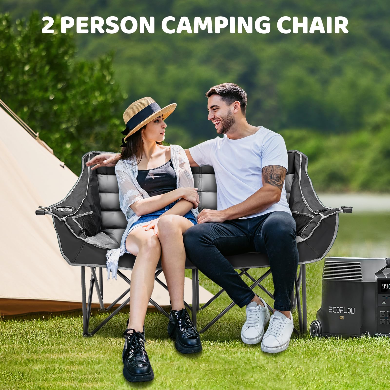 Amazon.co.jp: ダブルキャンプチェア 大人用 2人用 ラブシート